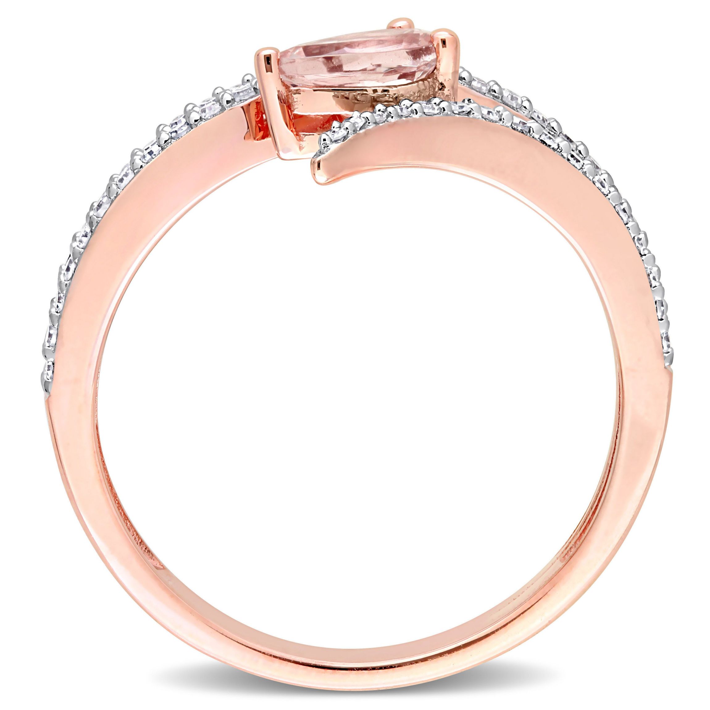 Pear Shape Morganite and 1/4 CT Diamond Open Wrap Ring in 10k Rose Gold