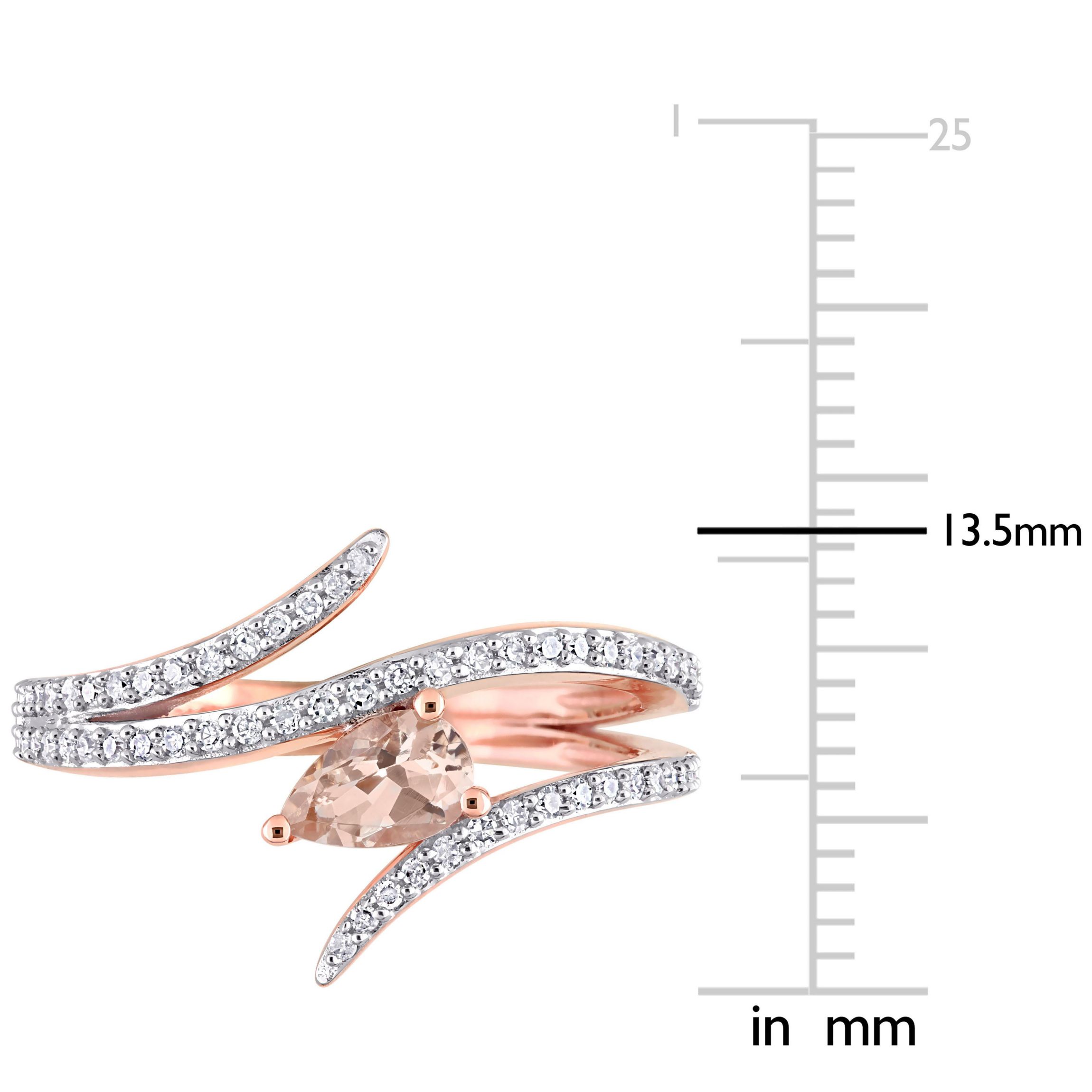 Pear Shape Morganite and 1/4 CT Diamond Open Wrap Ring in 10k Rose Gold