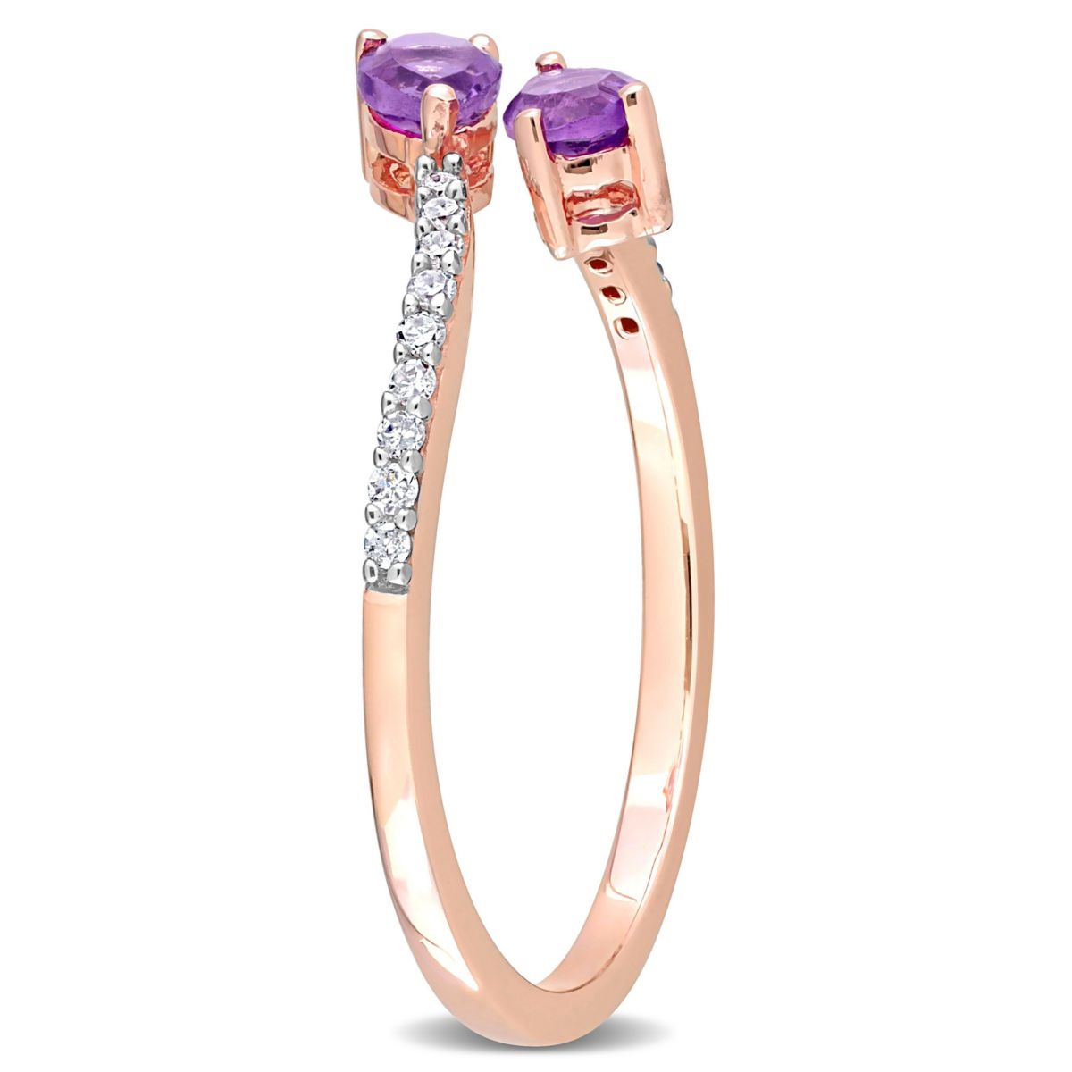 Pear Shape Amethyst and 1/10 CT TW Diamond Ring in 10k Rose Gold