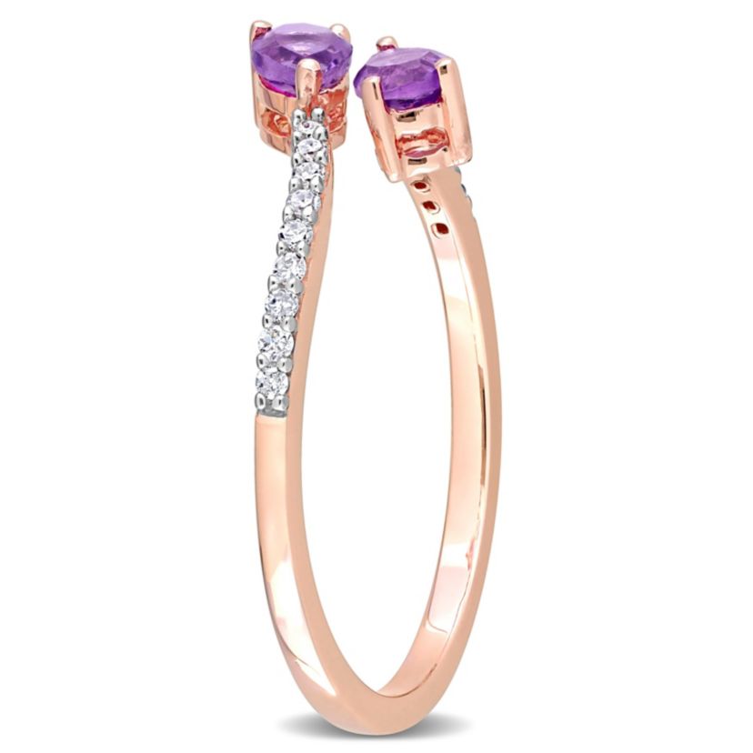 Pear Shape Amethyst and 1/10 CT TW Diamond Ring in 10k Rose Gold
