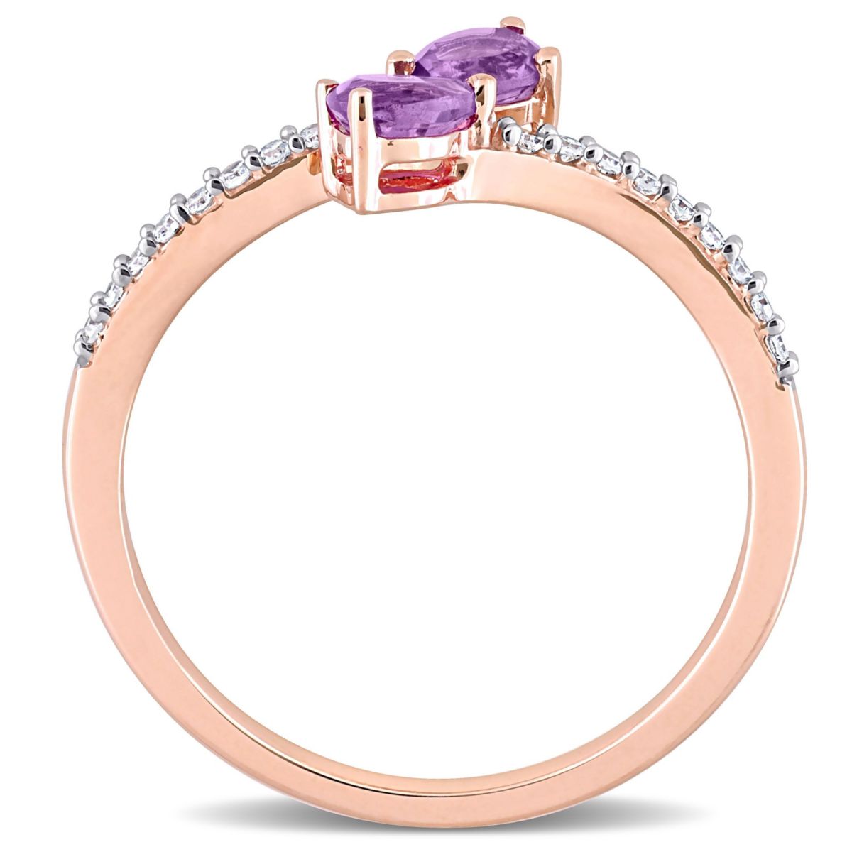 Pear Shape Amethyst and 1/10 CT TW Diamond Ring in 10k Rose Gold