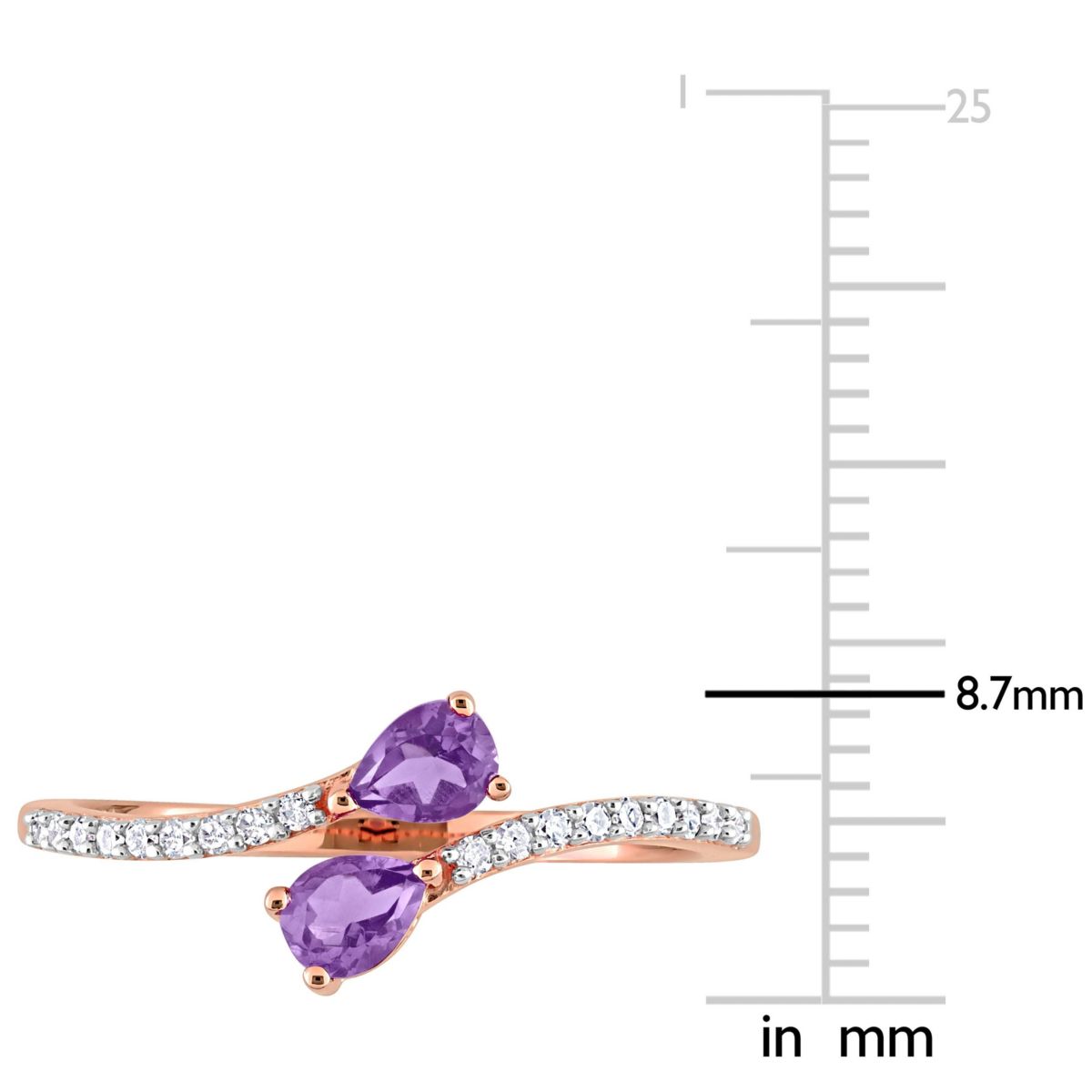 Pear Shape Amethyst and 1/10 CT TW Diamond Ring in 10k Rose Gold