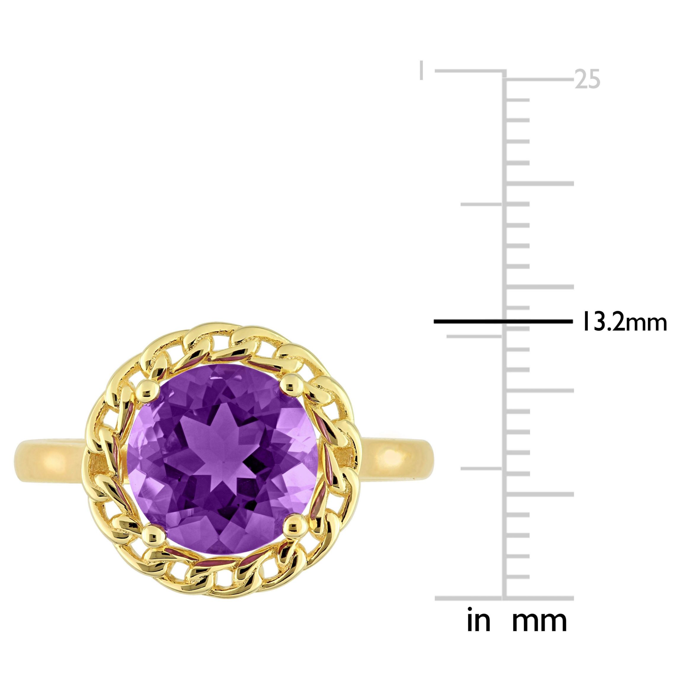 Amethyst Halo Link Ring in Yellow Plated Sterling Silver