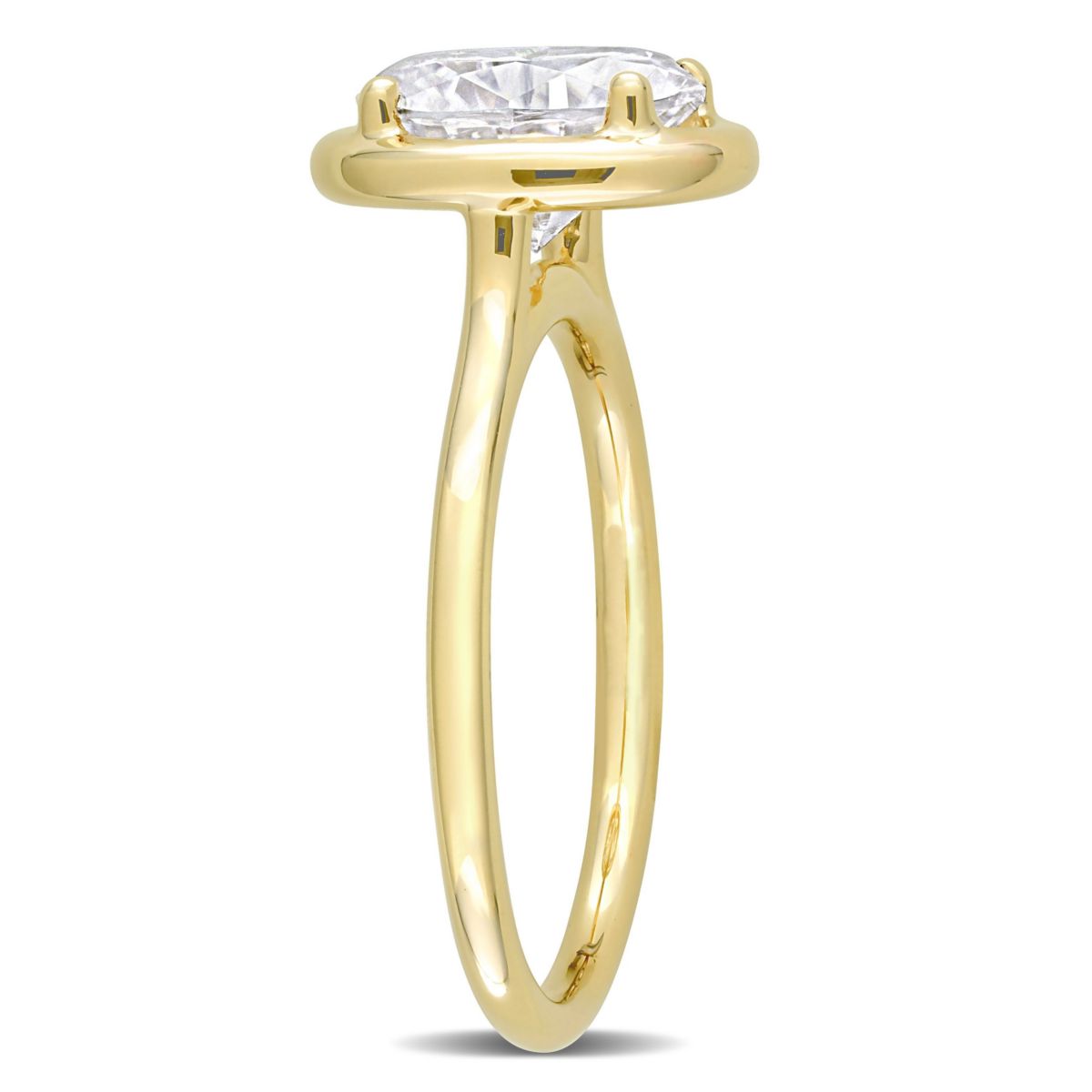 Lab Created 2 CT DEW Oval-Shaped Created Moissanite Engagement Ring in 10k Yellow Gold