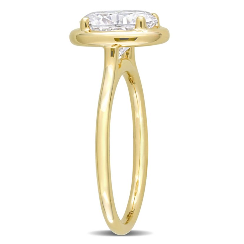 Lab Created 2 CT DEW Oval-Shaped Created Moissanite Engagement Ring in 10k Yellow Gold