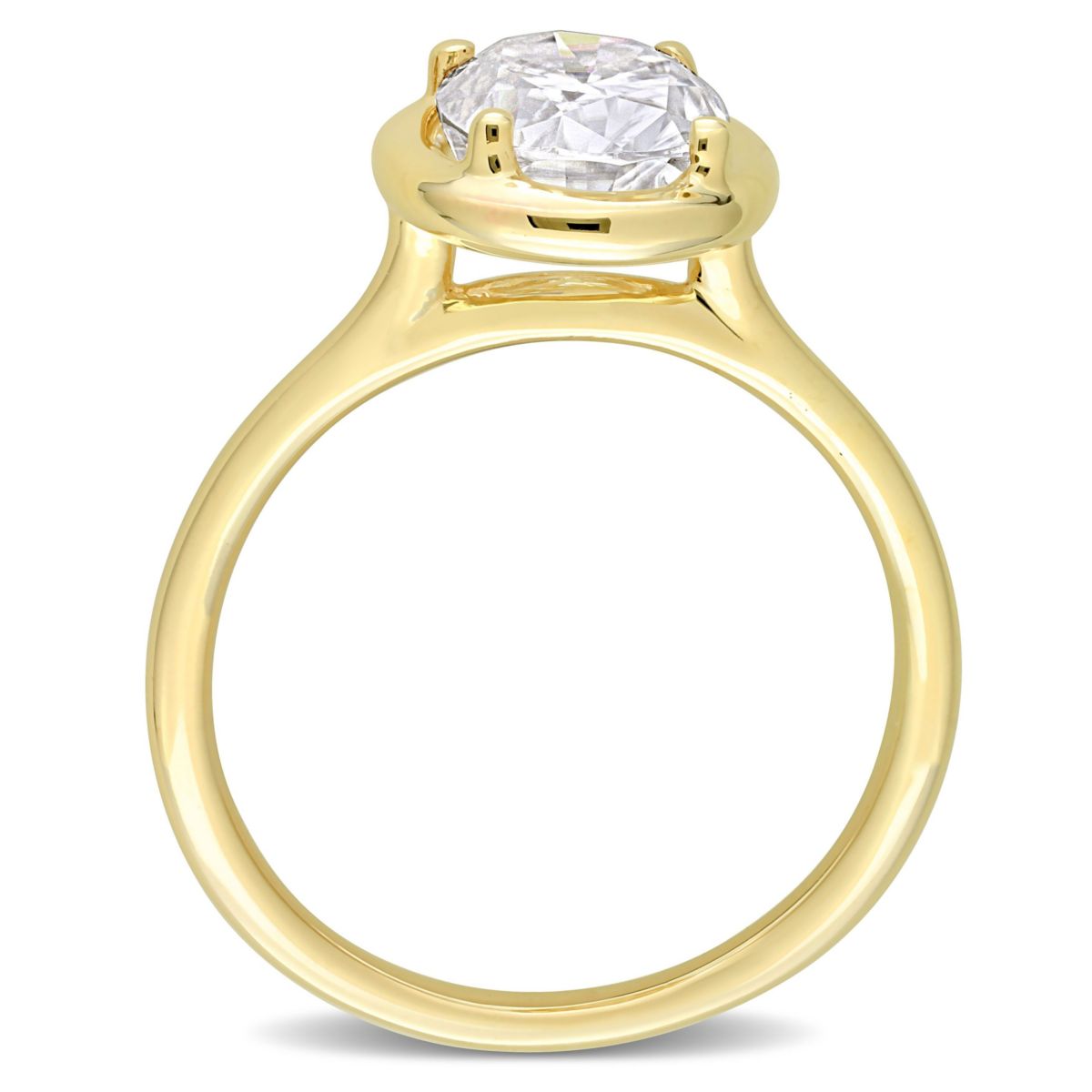 Lab Created 2 CT DEW Oval-Shaped Created Moissanite Engagement Ring in 10k Yellow Gold