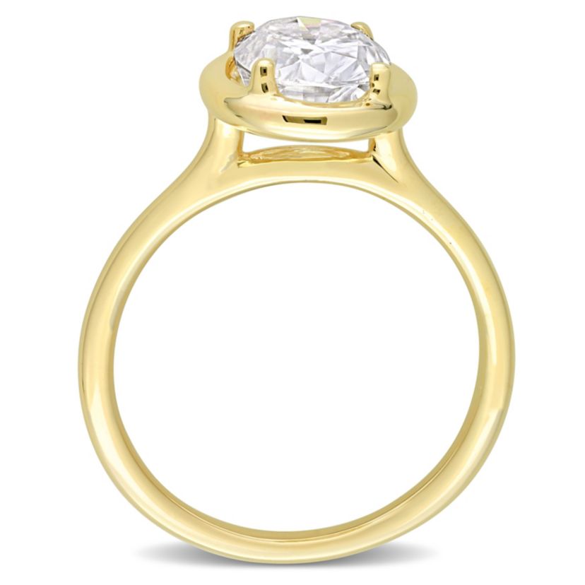 Lab Created 2 CT DEW Oval-Shaped Created Moissanite Engagement Ring in 10k Yellow Gold