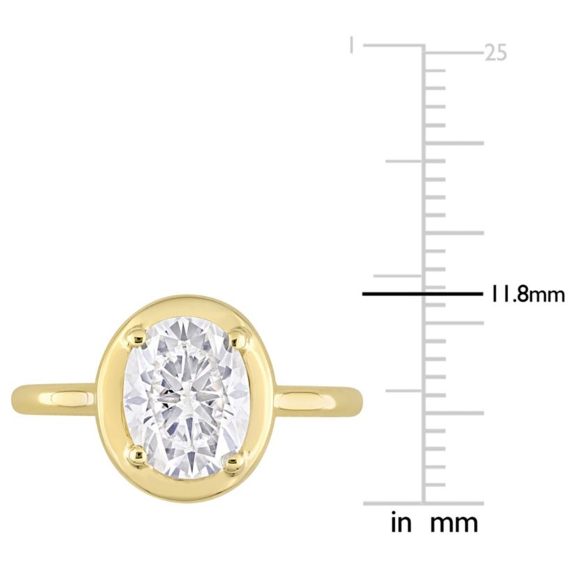 Lab Created 2 CT DEW Oval-Shaped Created Moissanite Engagement Ring in 10k Yellow Gold