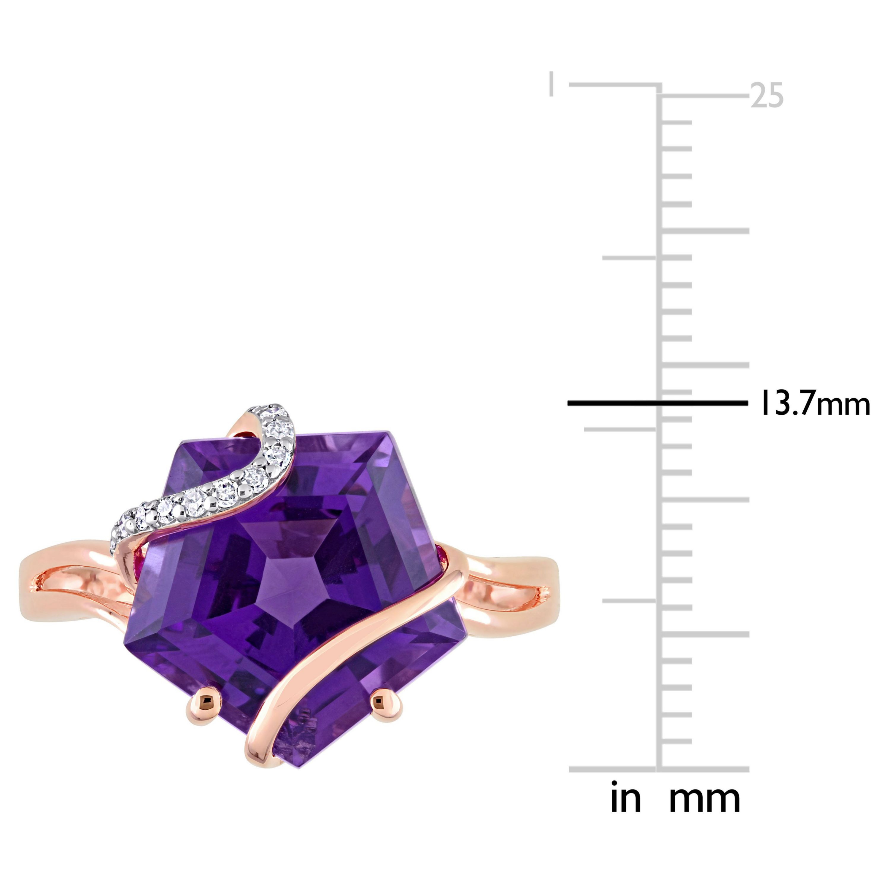Amethyst and Diamond Accent Wrapped Ring in Rose Plated Sterling Silver