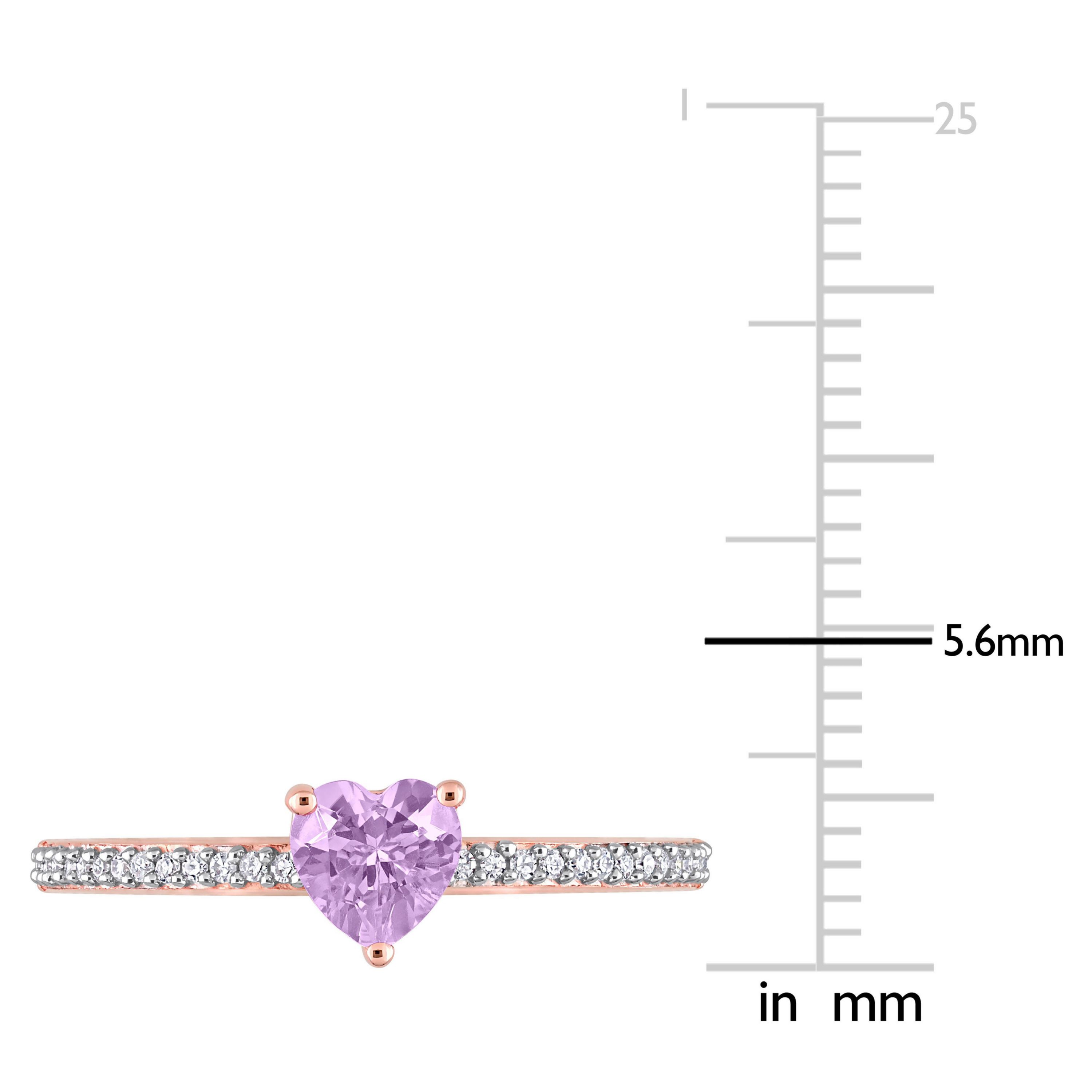 Heart Shaped Rose de France and 1/10 CT TW Diamond Promise Ring in 10k Rose Gold