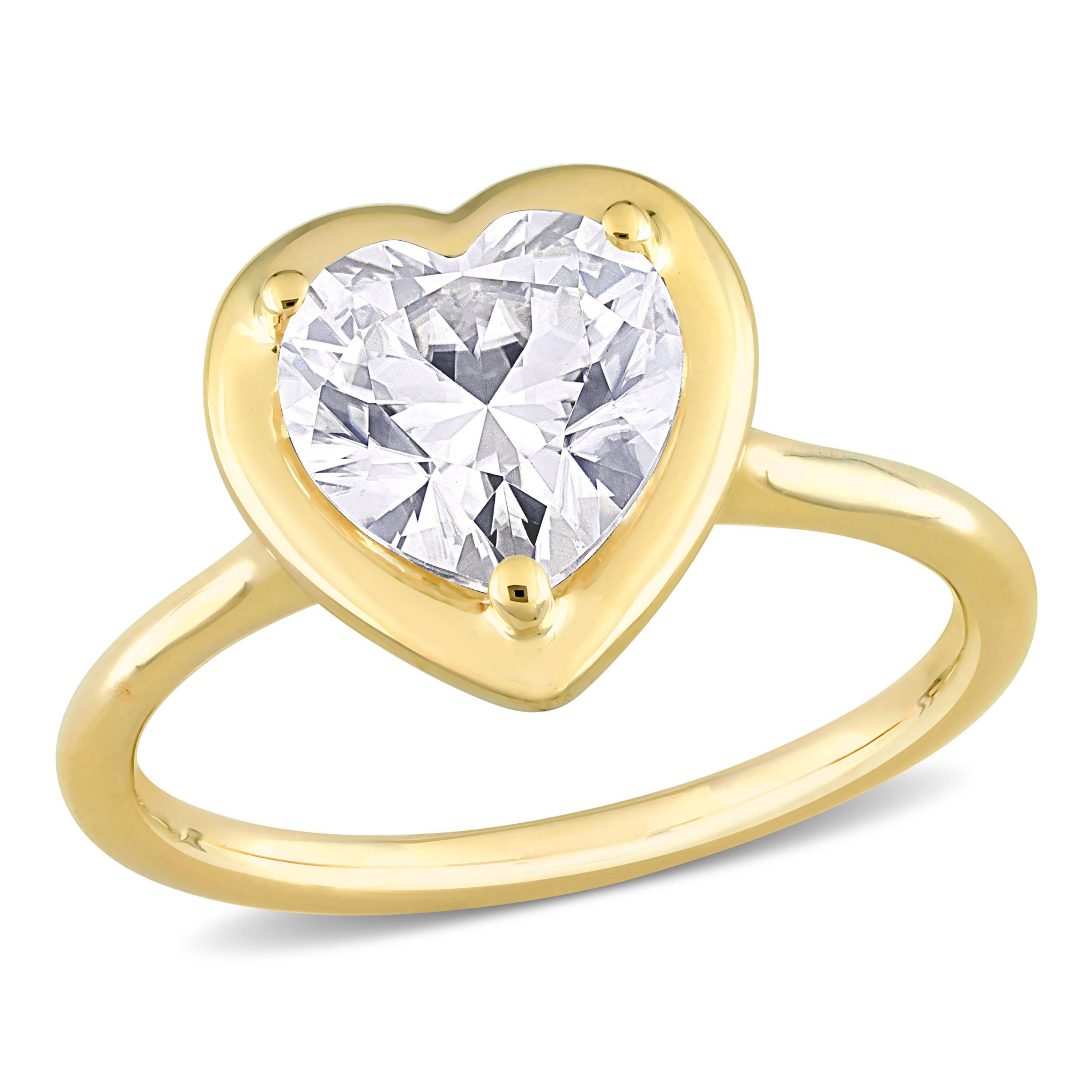 Lab Created 2 CT DEW Heart-Shaped Created Moissanite Engagement Ring in 10k Yellow Gold