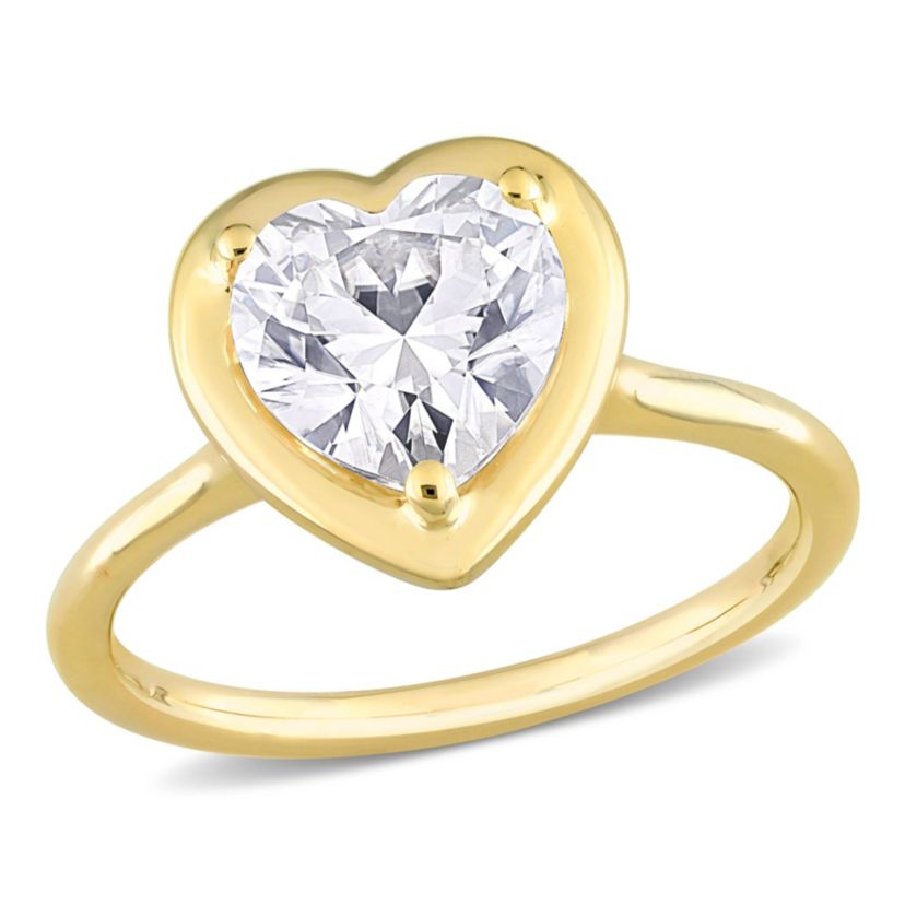 Lab Created 2 CT DEW Heart-Shaped Created Moissanite Engagement Ring in 10k Yellow Gold