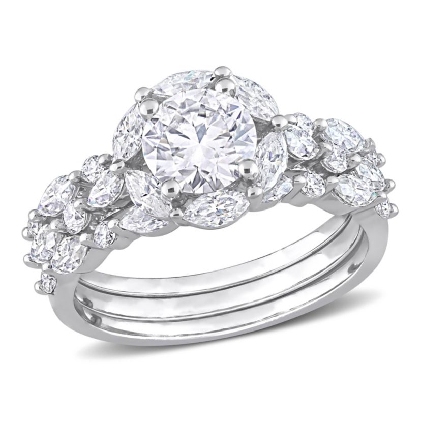 Lab Created Created Moissanite Vintage Floral Ring in Sterling Silver