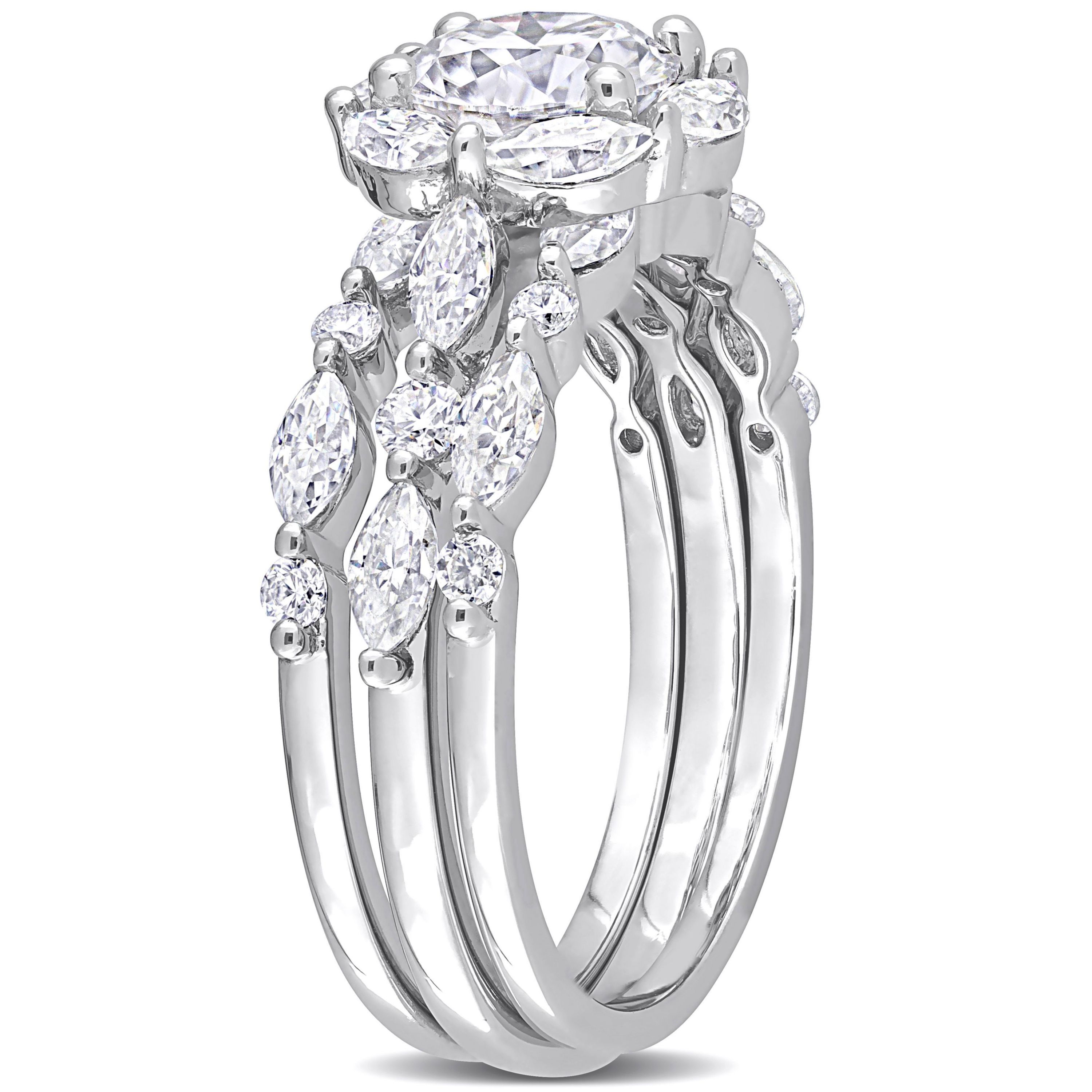 Lab Created Created Moissanite Vintage Floral Ring in Sterling Silver