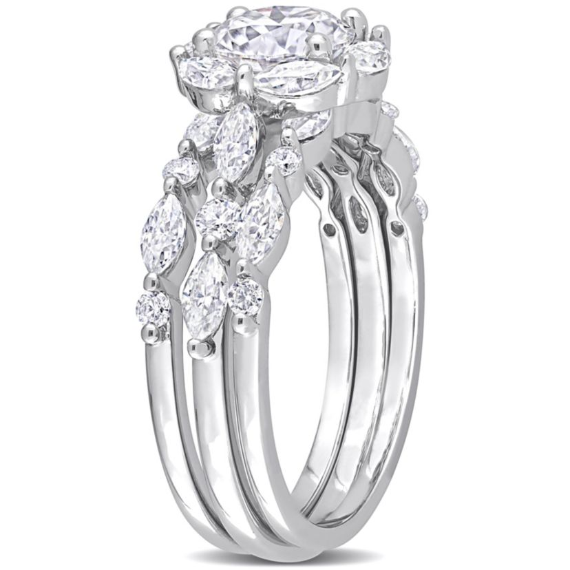 Lab Created Created Moissanite Vintage Floral Ring in Sterling Silver