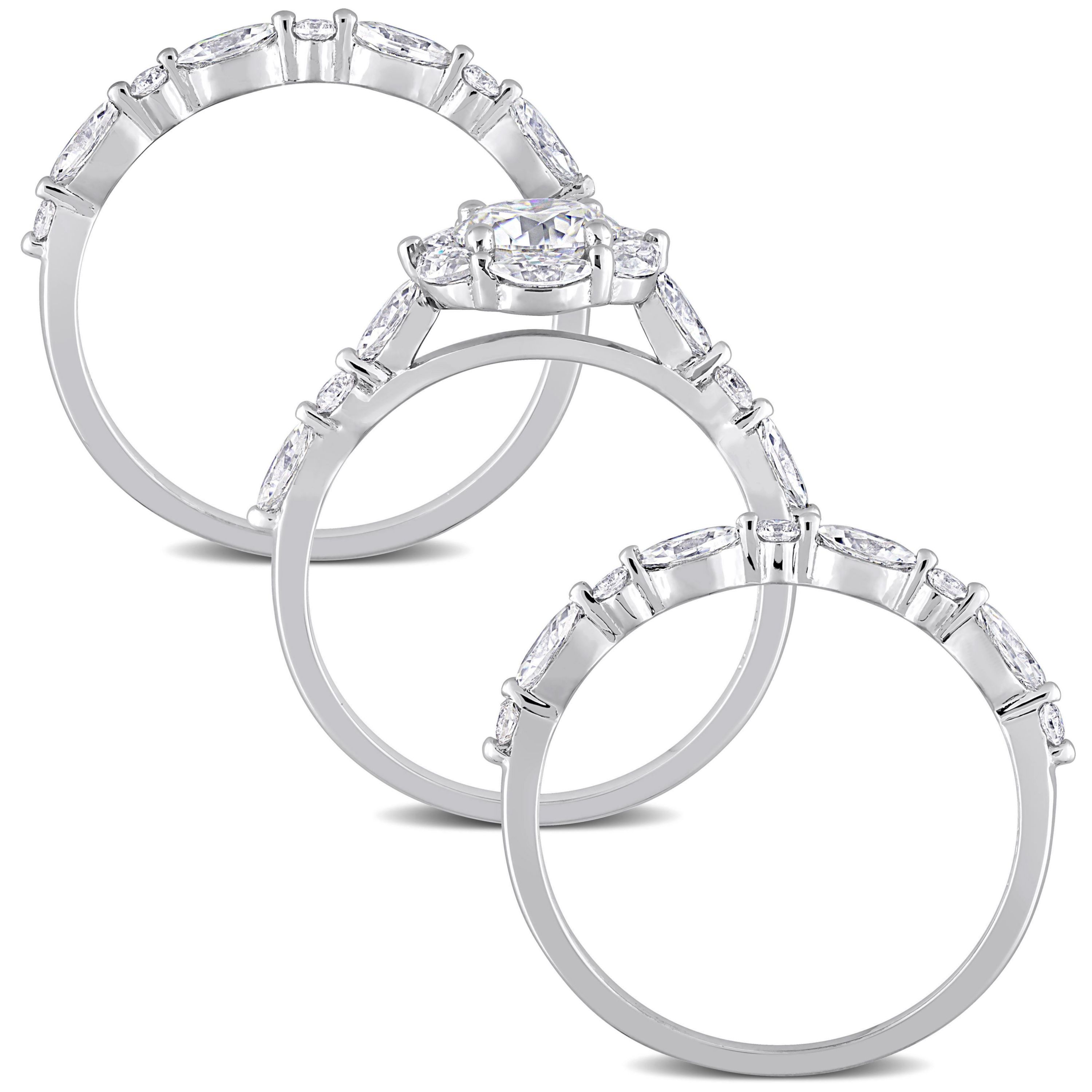 Lab Created Created Moissanite Vintage Floral Ring in Sterling Silver