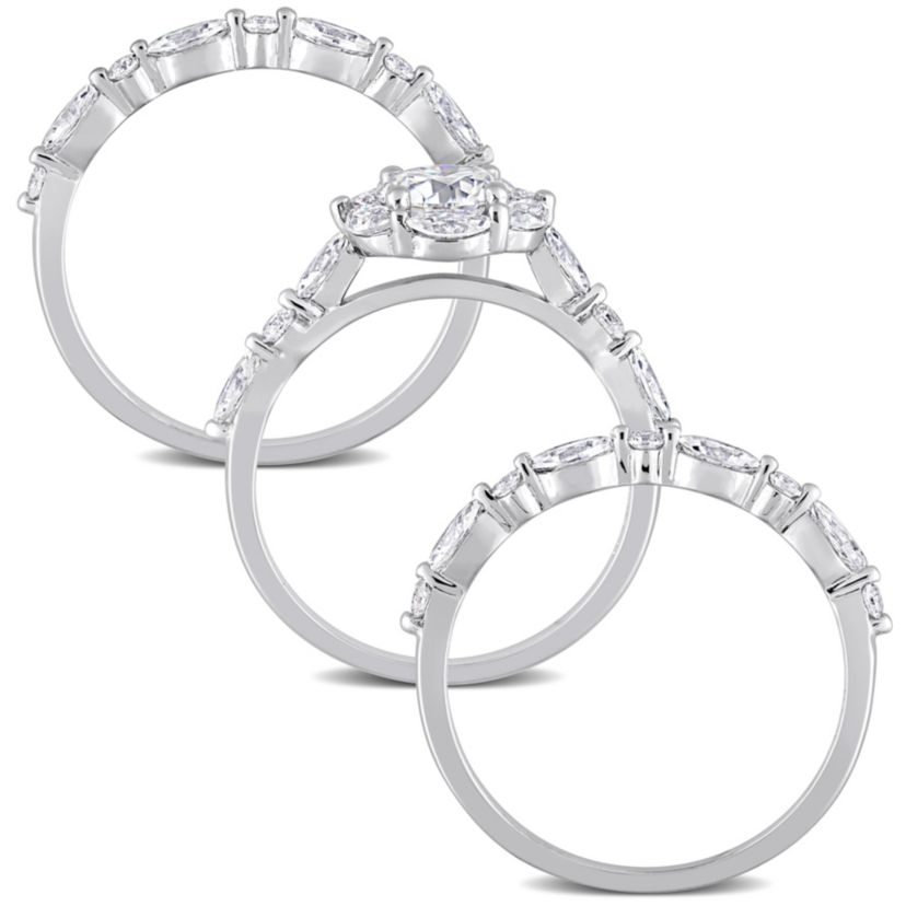Lab Created Created Moissanite Vintage Floral Ring in Sterling Silver