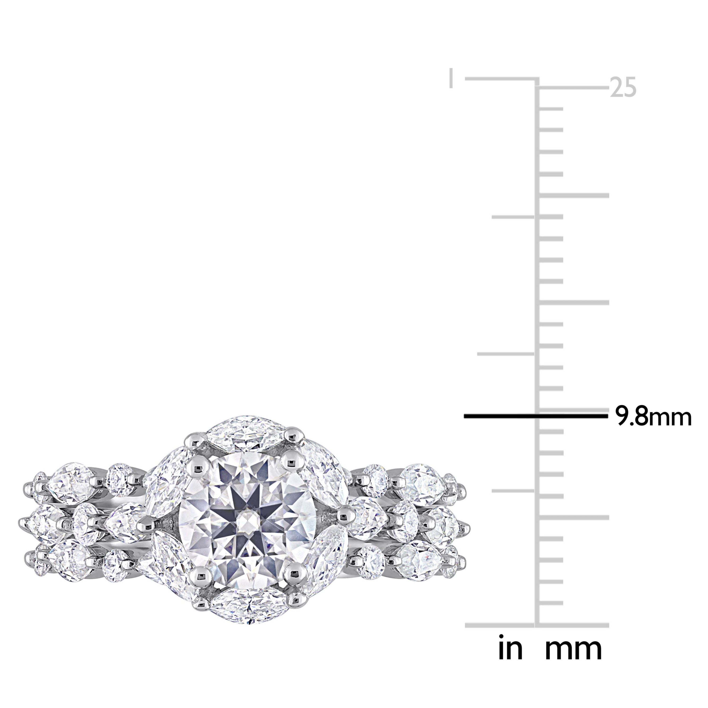 Lab Created Created Moissanite Vintage Floral Ring in Sterling Silver