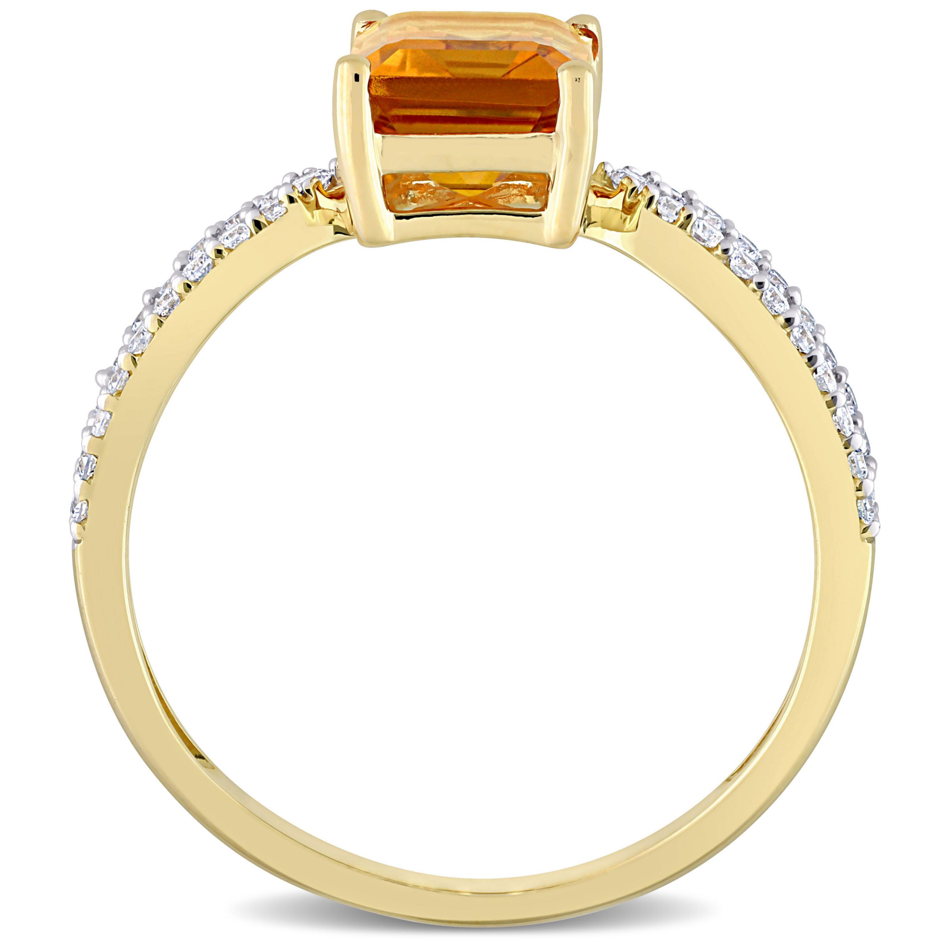 Octagon Madeira Citrine and 1/5 CT TW Diamond Ring in 14k Yellow Gold