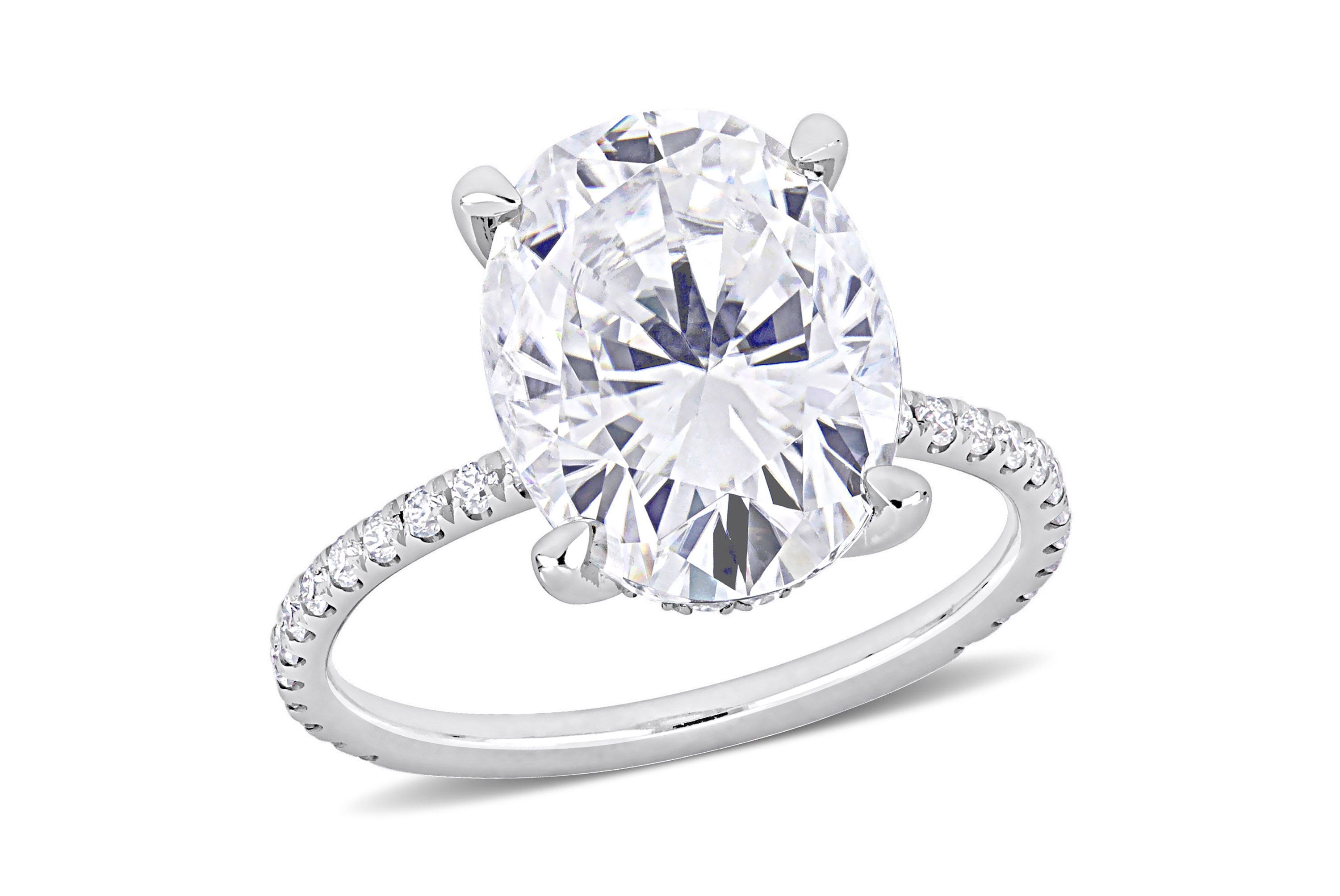 Lab Created Created Moissanite Engagement Ring in 10k White Gold