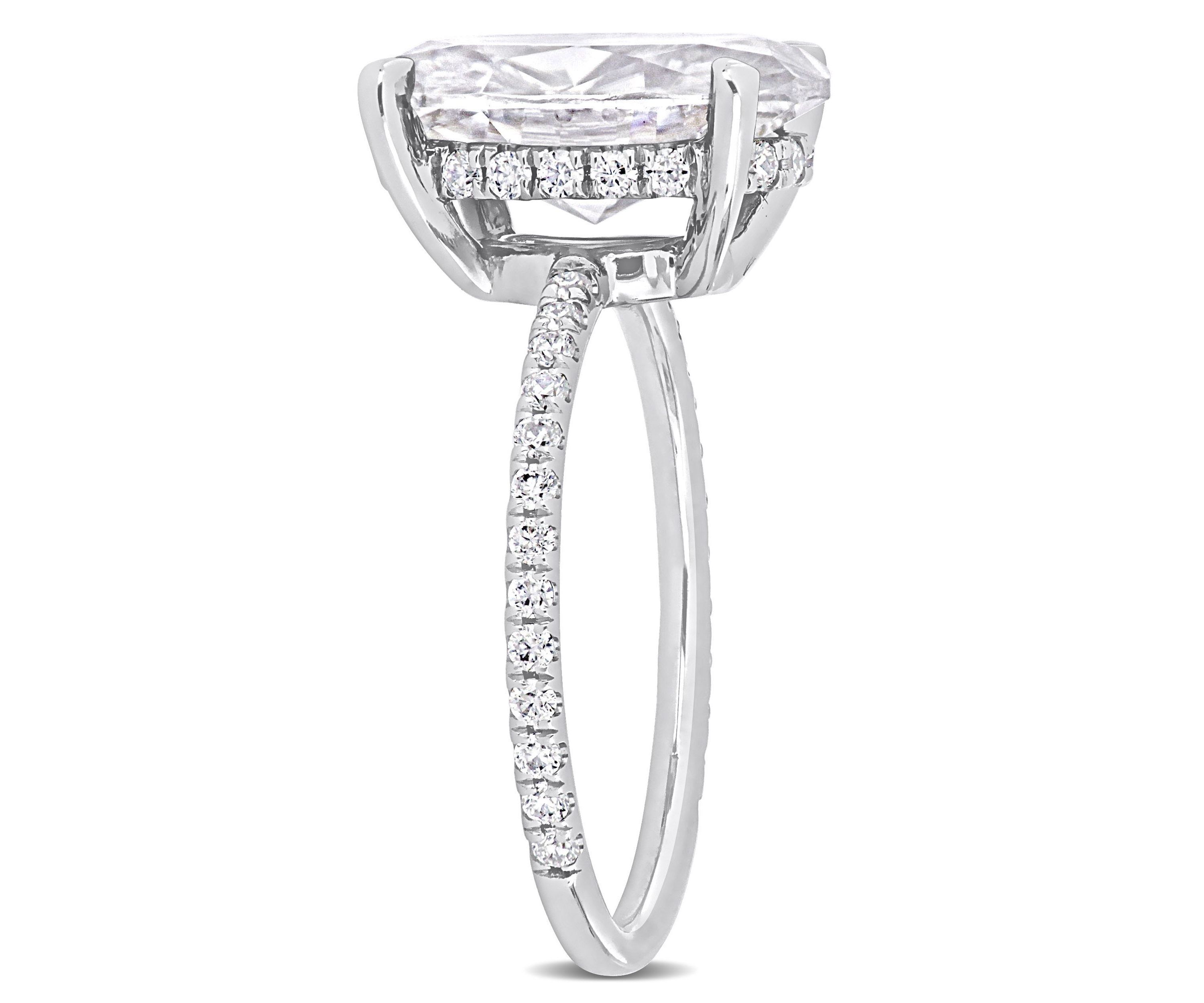 Lab Created Created Moissanite Engagement Ring in 10k White Gold