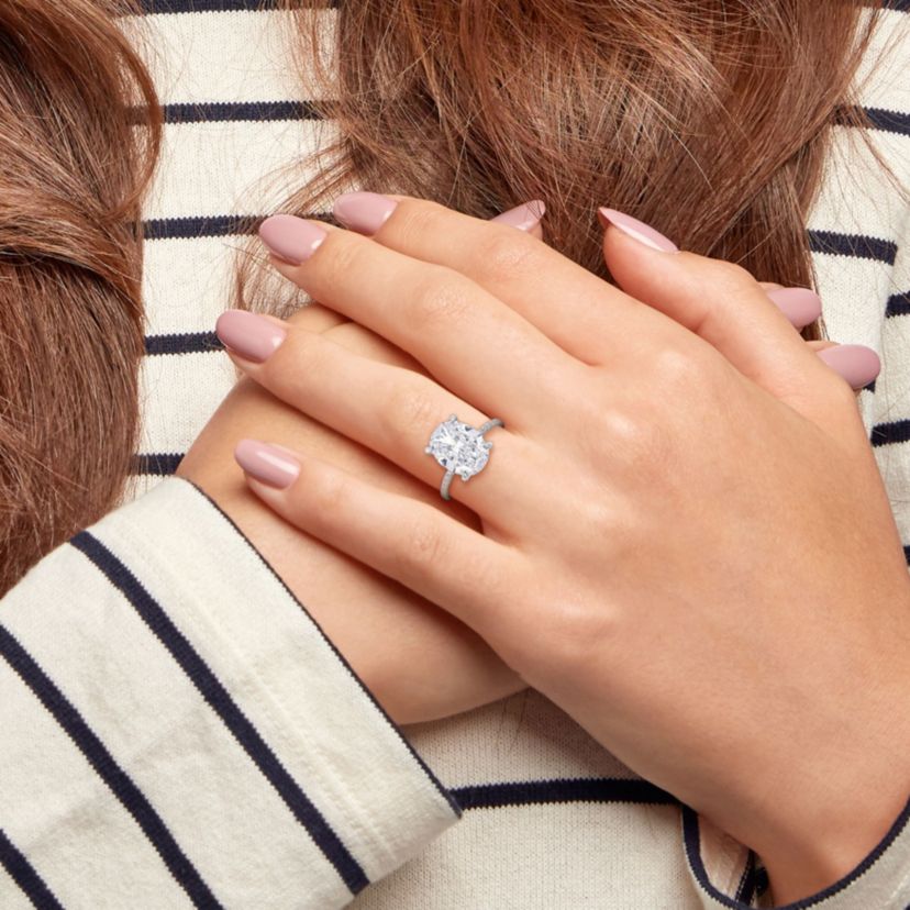 Lab Created Created Moissanite Engagement Ring in 10k White Gold