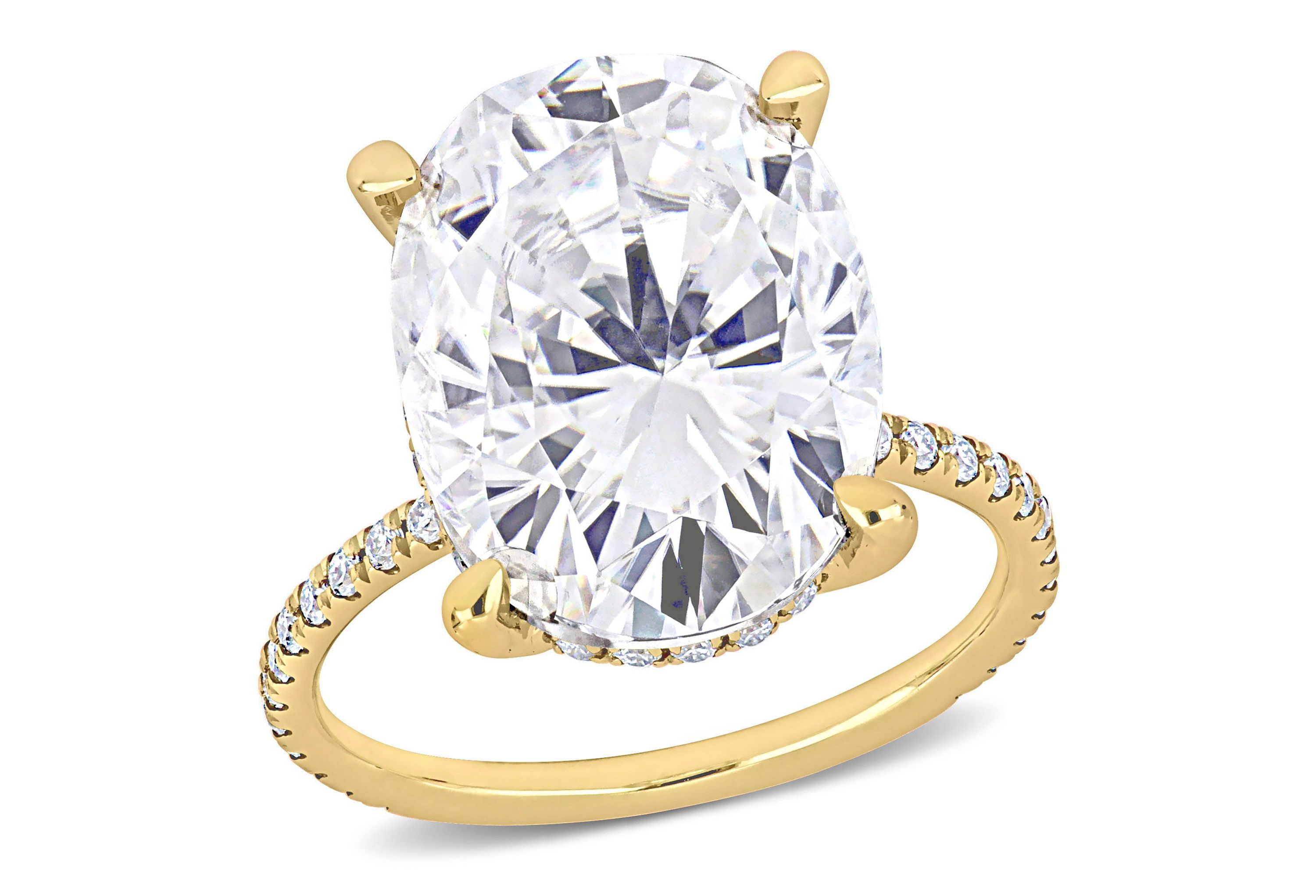 Lab Created Created Moissanite Engagement Ring in 10k Yellow Gold