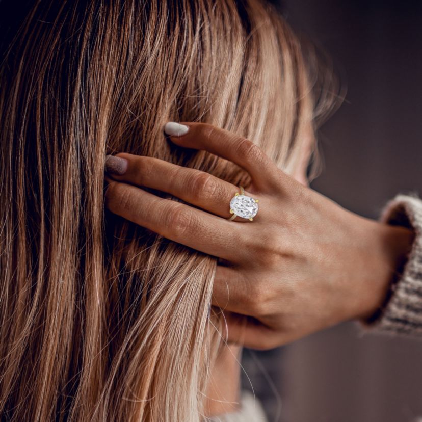 Lab Created Created Moissanite Engagement Ring in 10k Yellow Gold