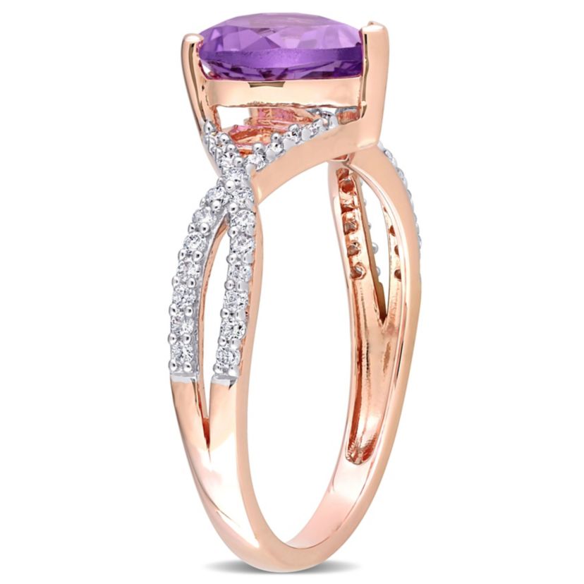 Heart Amethyst and 1/5 CT TW Diamond Infinity Ring in 14k Rose Gold