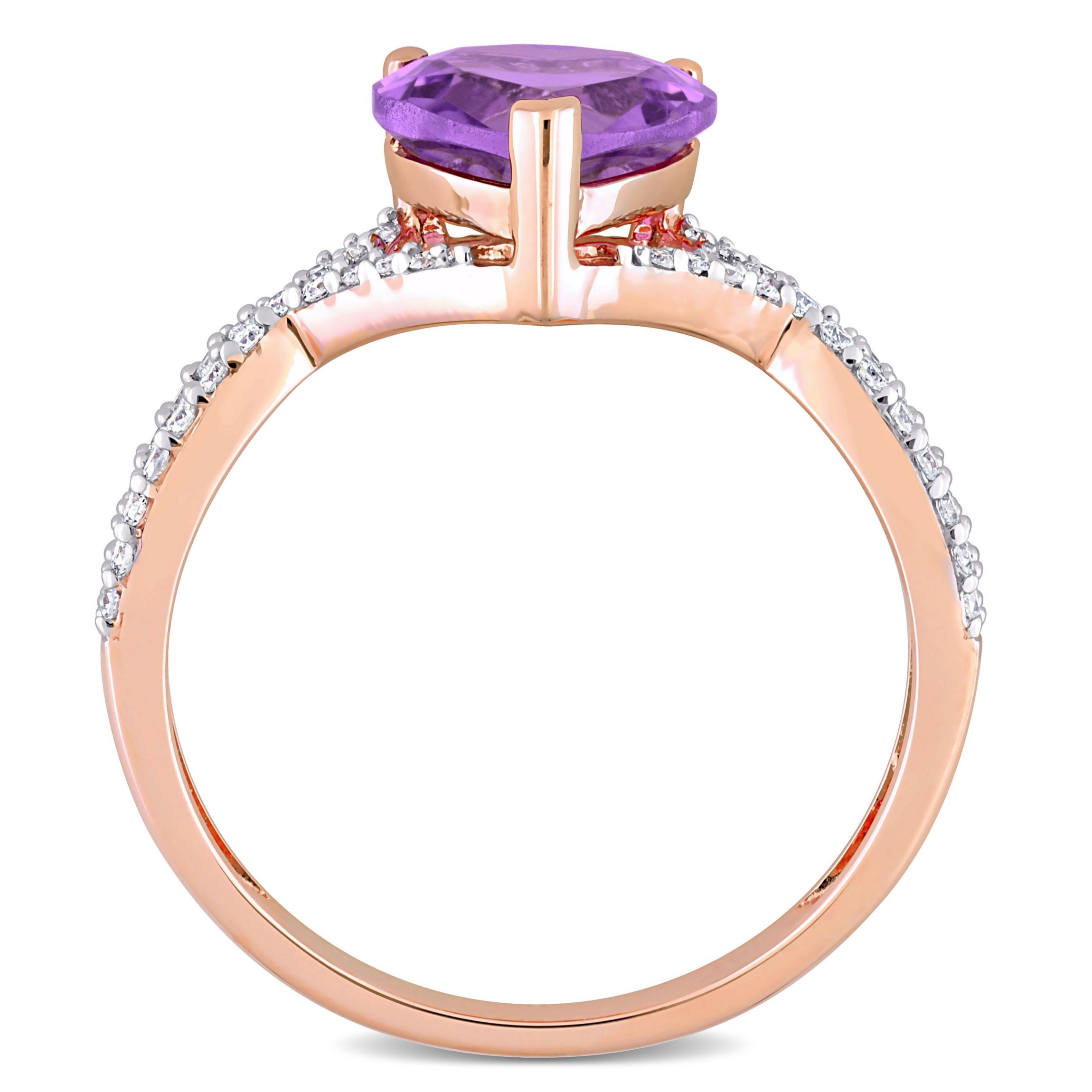 Heart Amethyst and 1/5 CT TW Diamond Infinity Ring in 14k Rose Gold