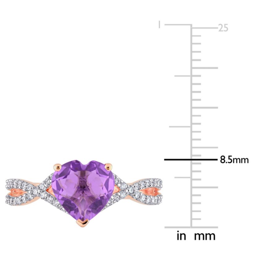 Heart Amethyst and 1/5 CT TW Diamond Infinity Ring in 14k Rose Gold