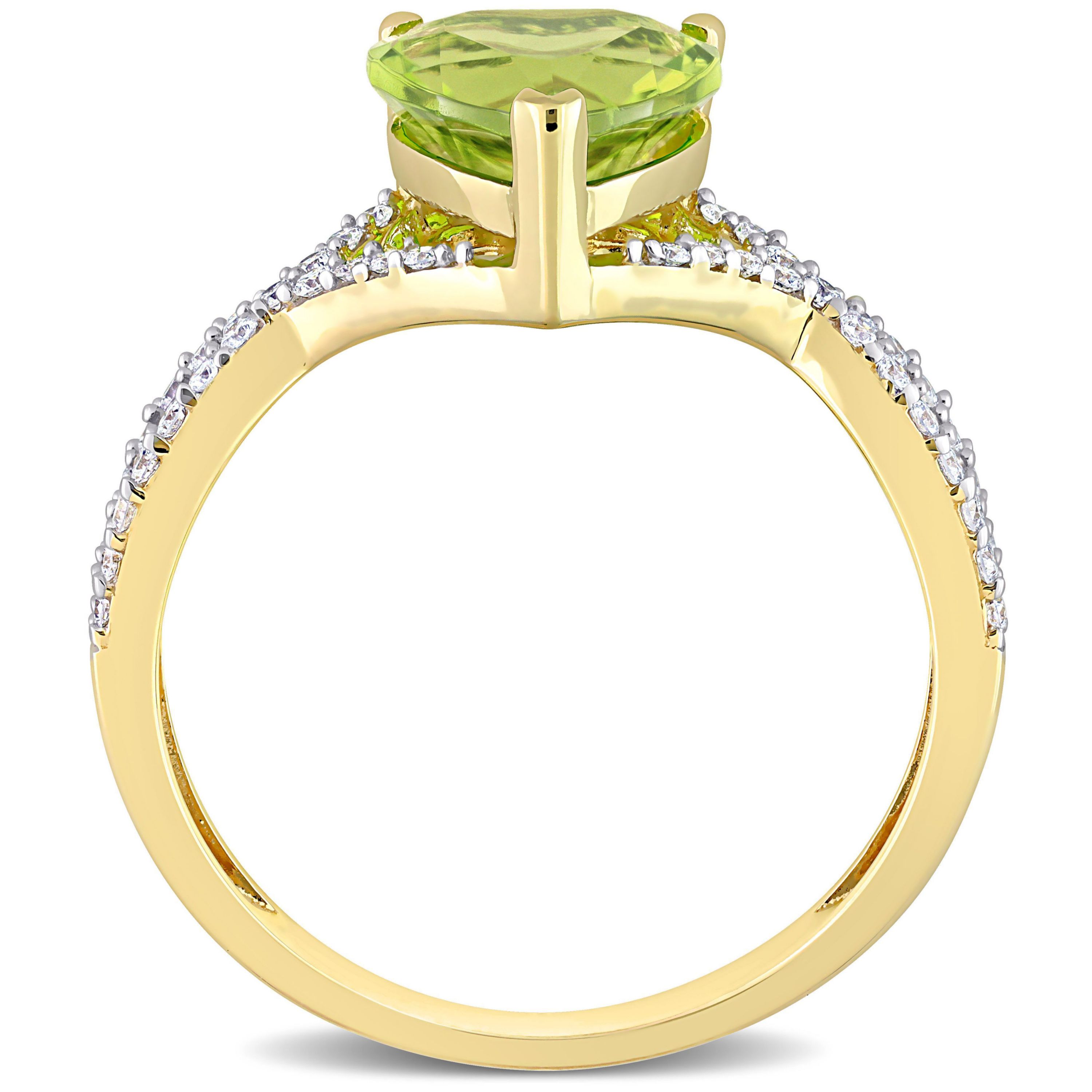 Heart Peridot and 1/5 CT TW Diamond Infinity Ring in 14k Yellow Gold