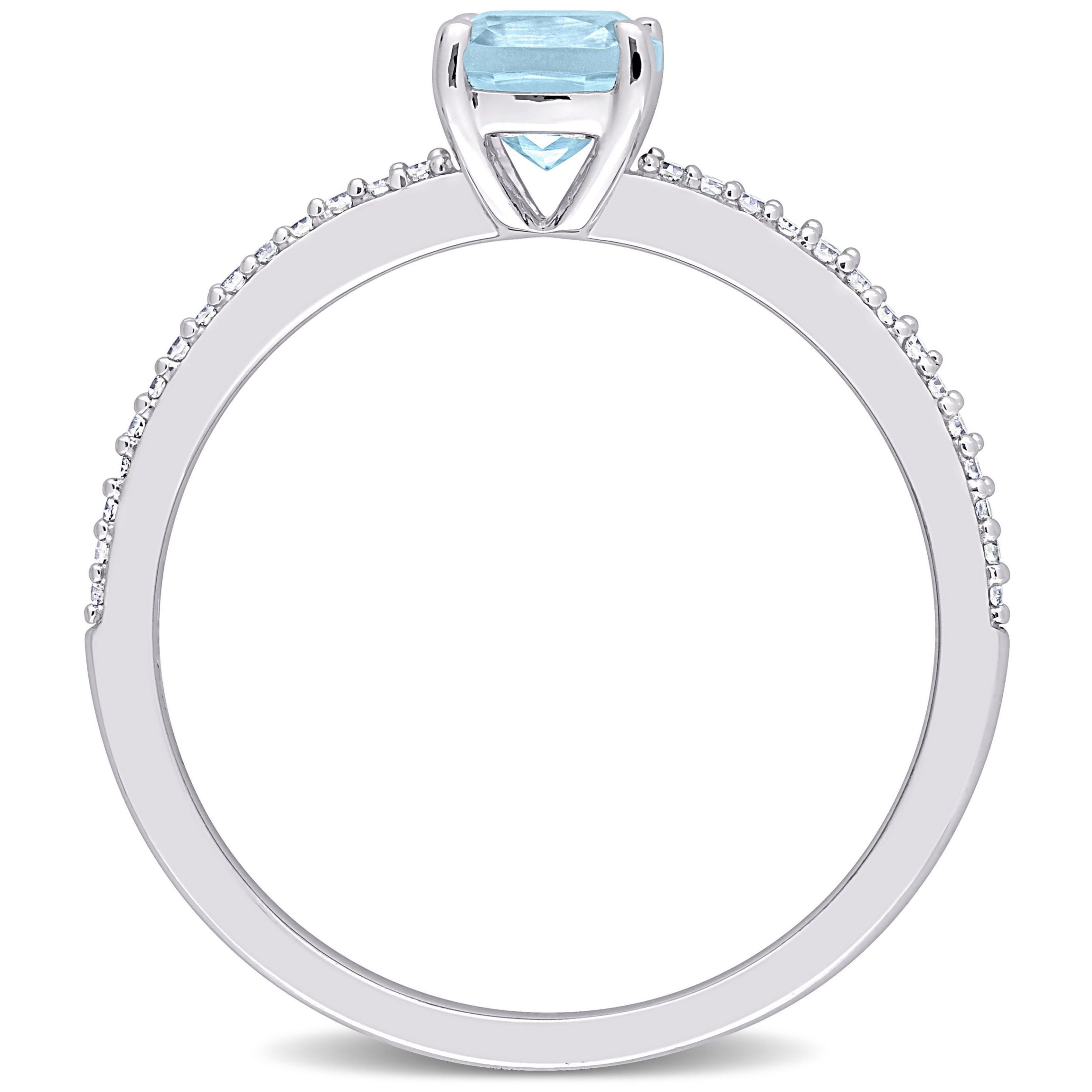 Cushion Sky Blue Topaz and 1/10 CT TW Diamond Promise Ring in 10k White Gold