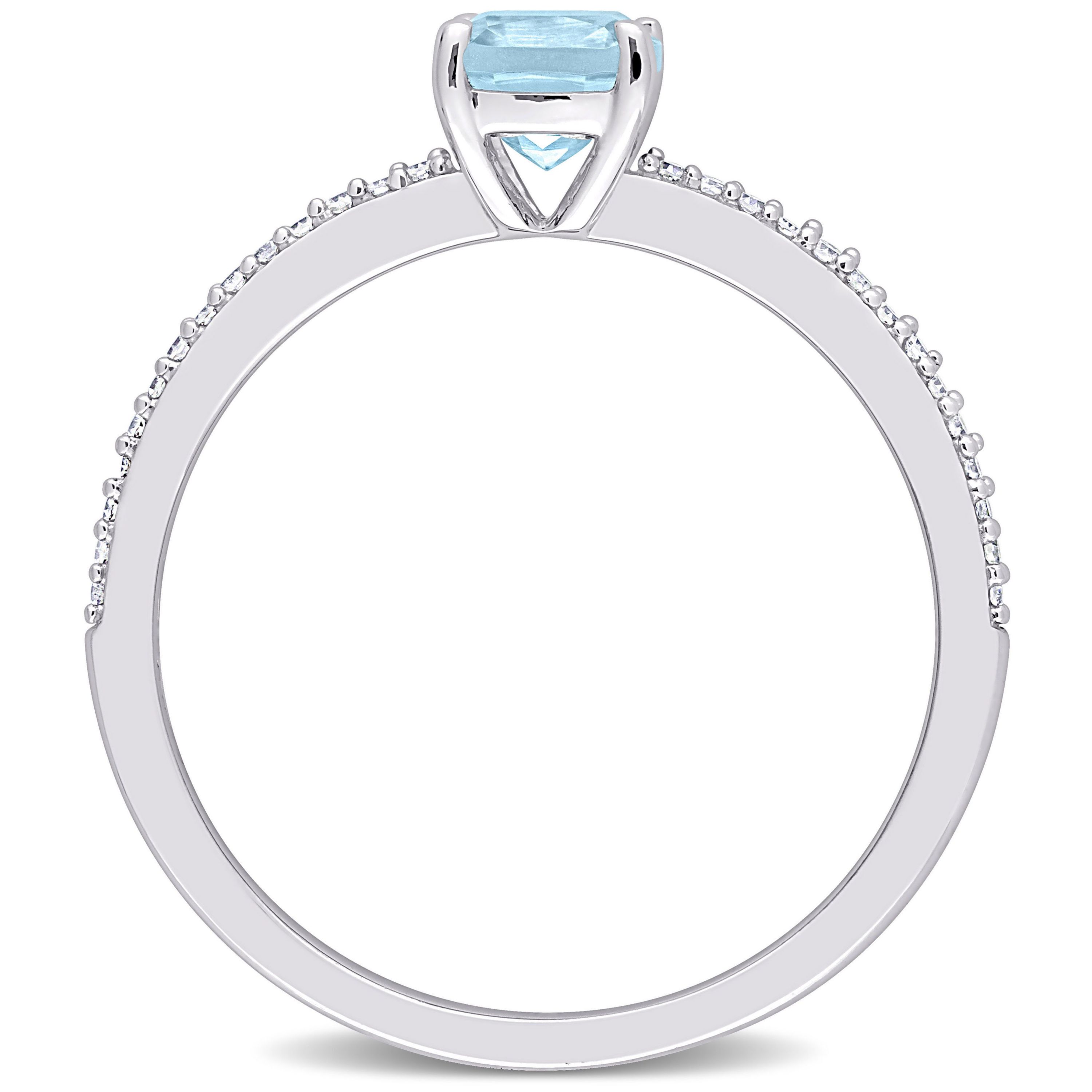 Cushion Sky Blue Topaz and 1/10 CT TW Diamond Promise Ring in 10k White Gold