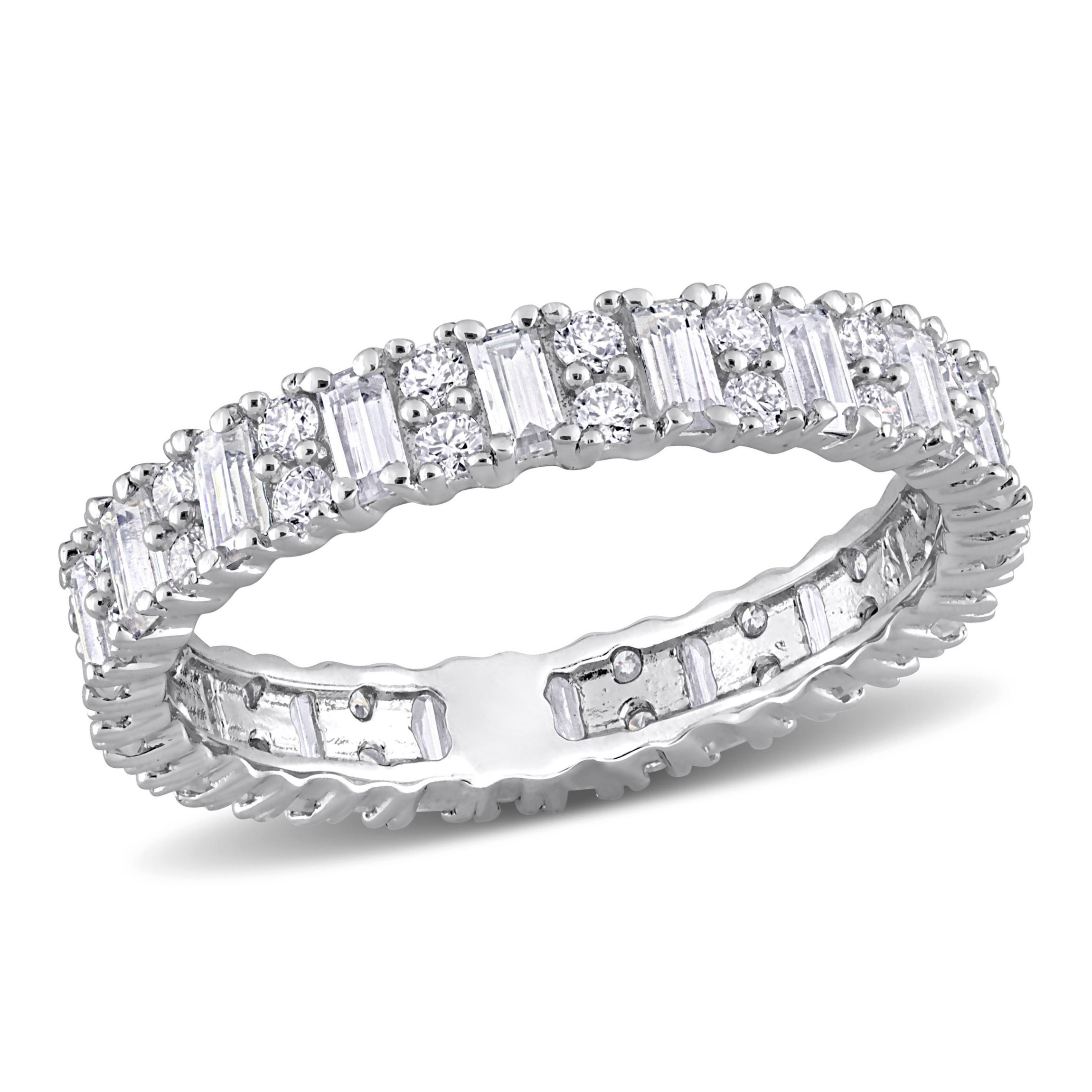 Lab Created Created Moissanite Eternity Ring in Sterling Silver
