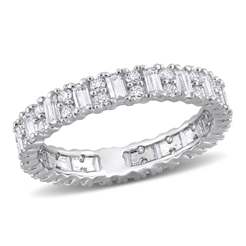 Lab Created Created Moissanite Eternity Ring in Sterling Silver