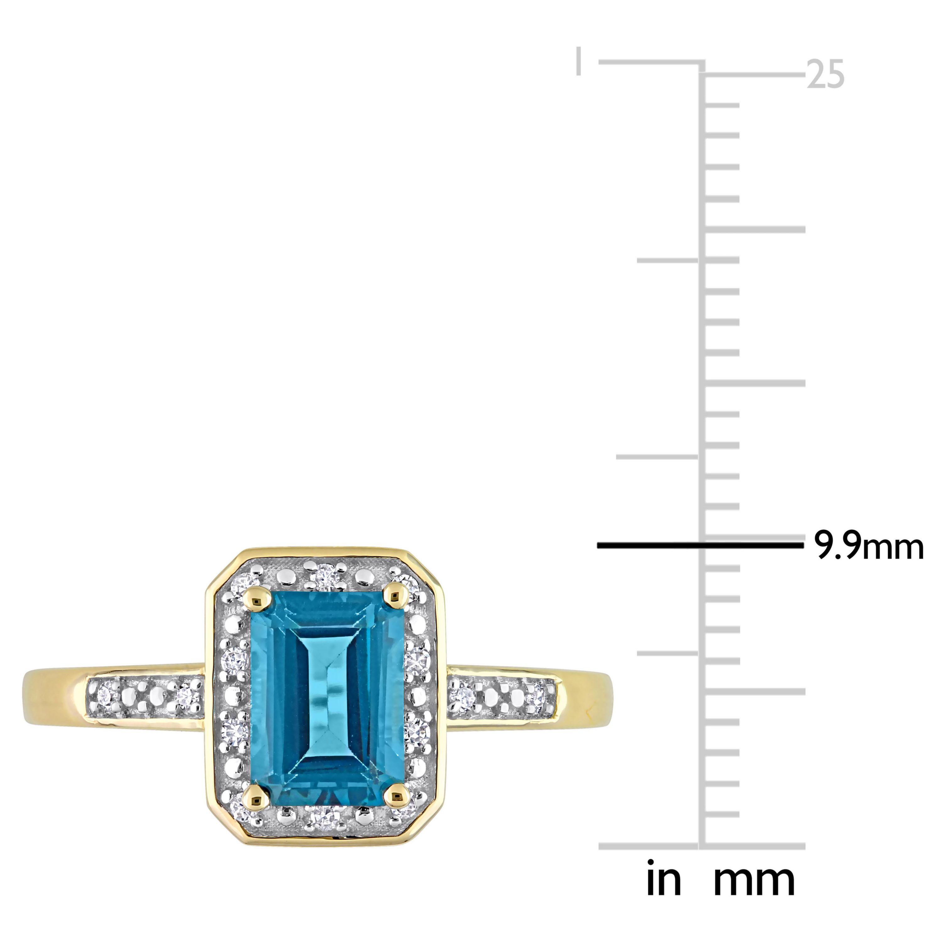 London Blue Topaz and Diamond Accent Halo Ring in 14k Yellow Gold