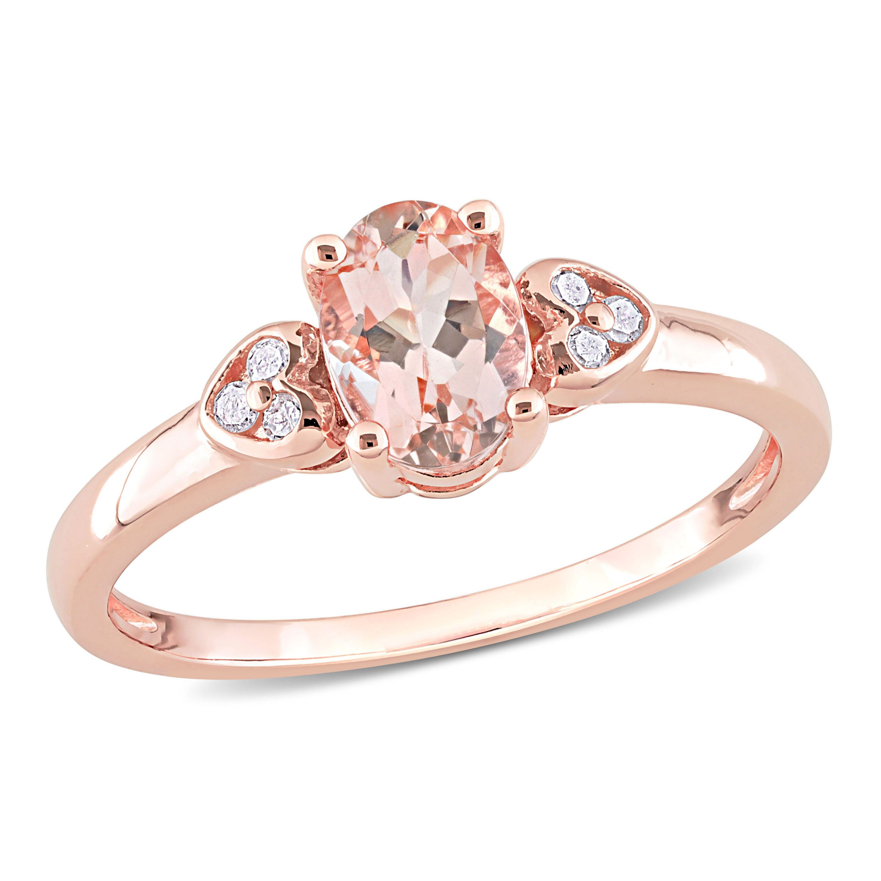 Morganite and Diamond Accent Ring in Rose Plated Sterling Silver