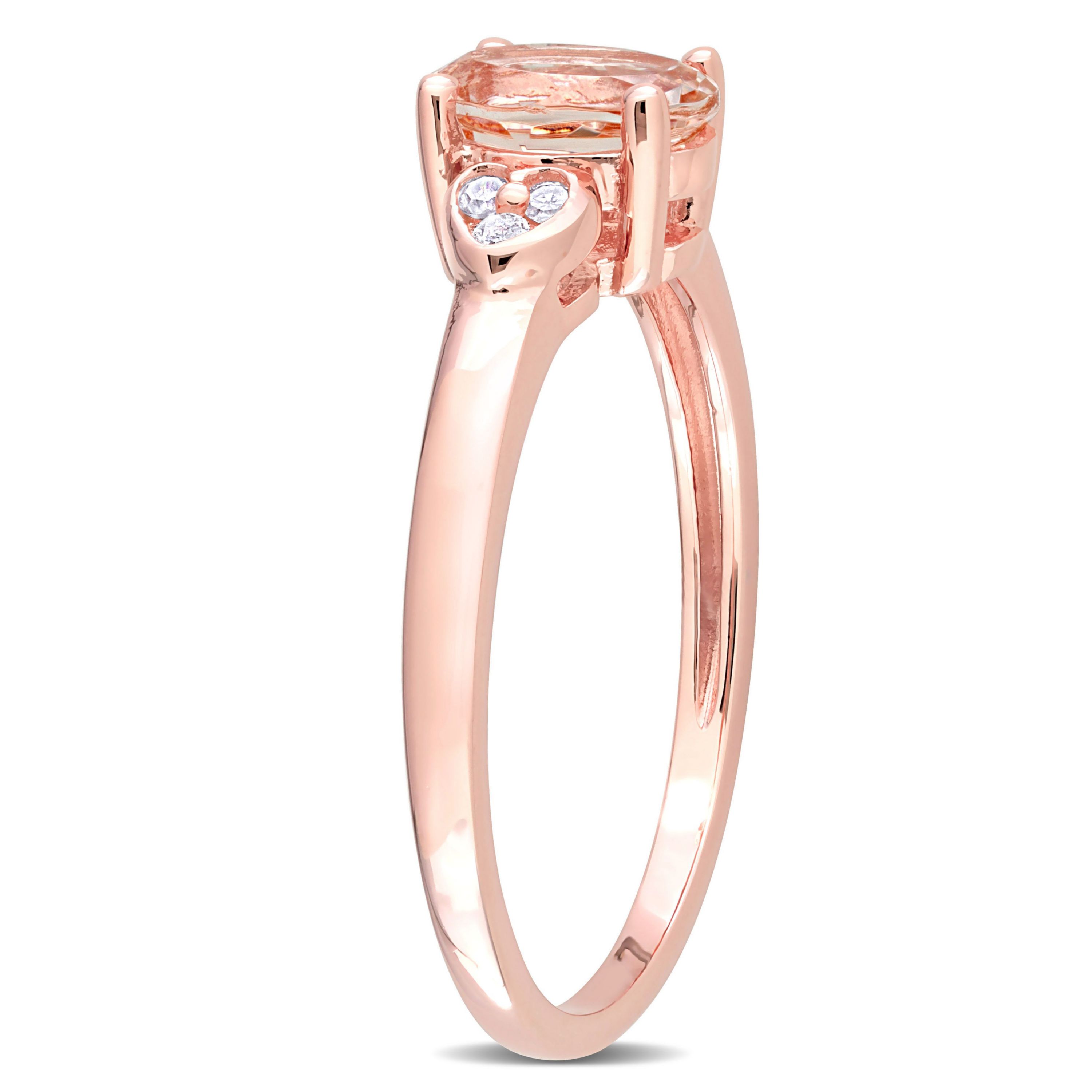 Morganite and Diamond Accent Ring in Rose Plated Sterling Silver