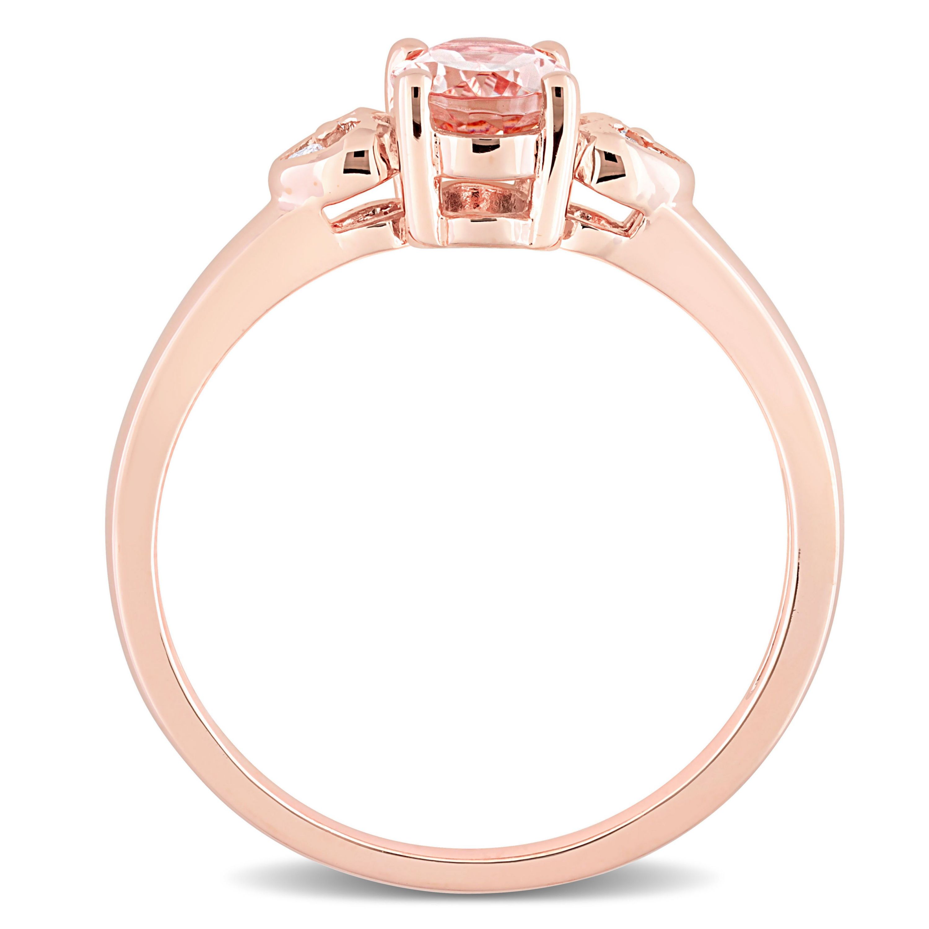 Morganite and Diamond Accent Ring in Rose Plated Sterling Silver