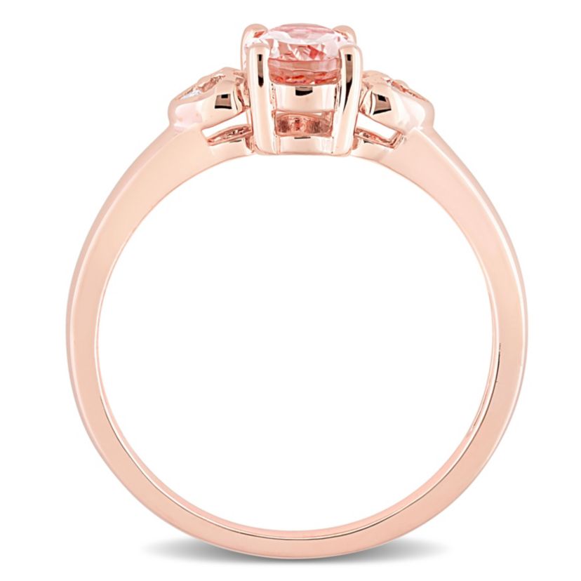 Morganite and Diamond Accent Ring in Rose Plated Sterling Silver