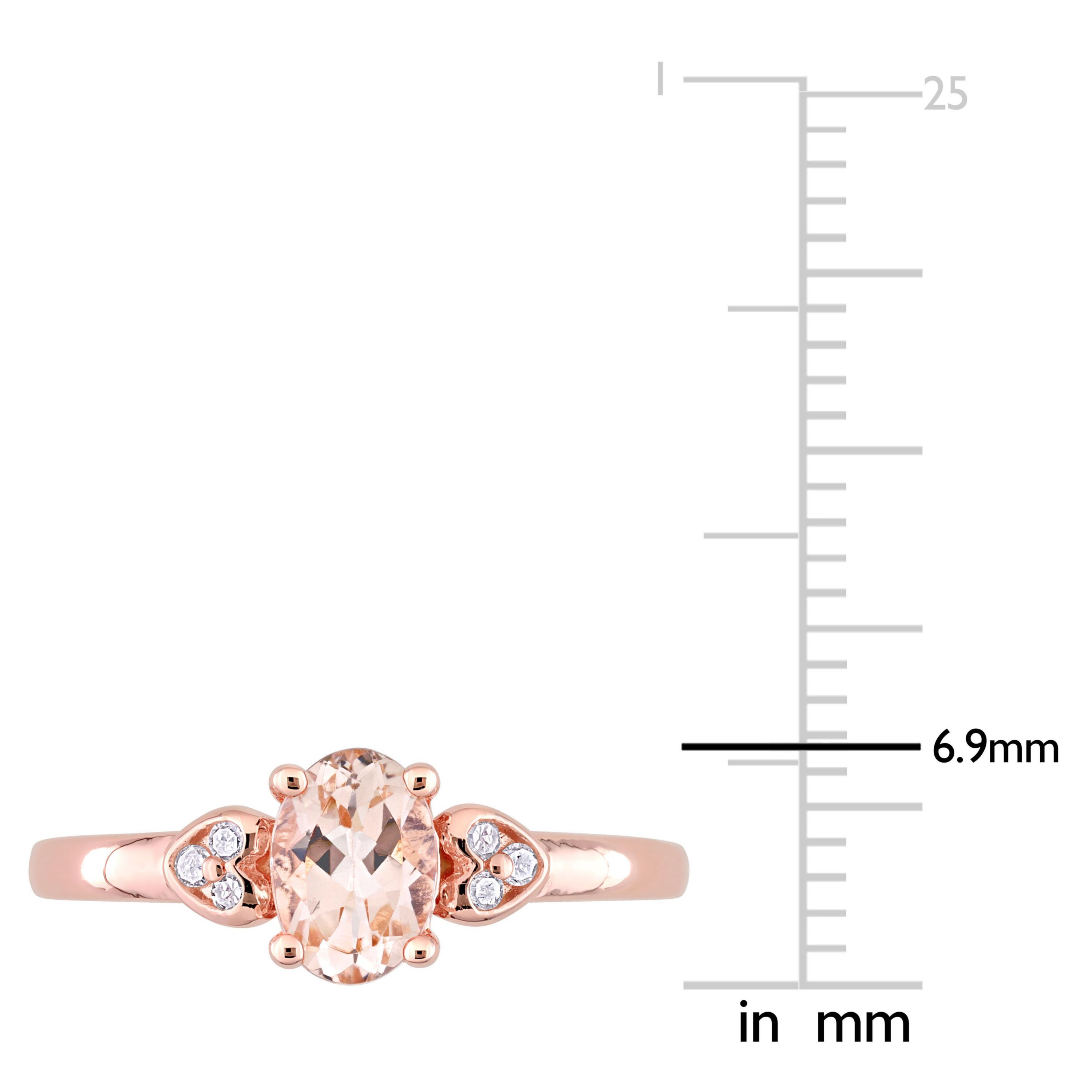 Morganite and Diamond Accent Ring in Rose Plated Sterling Silver