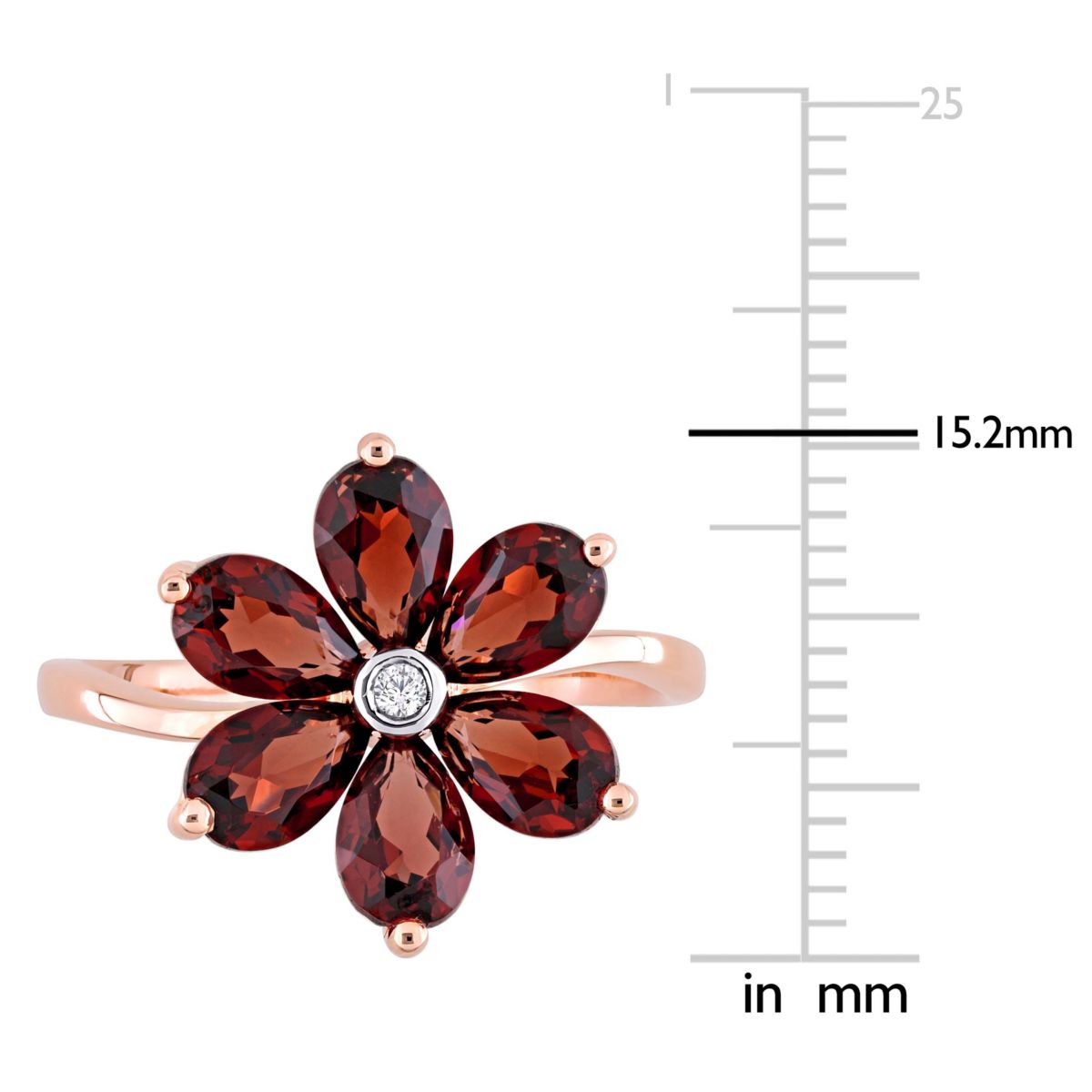 3 ct. t.g.w. Garnet and Diamond Accent Floral Ring in 10K Rose Gold