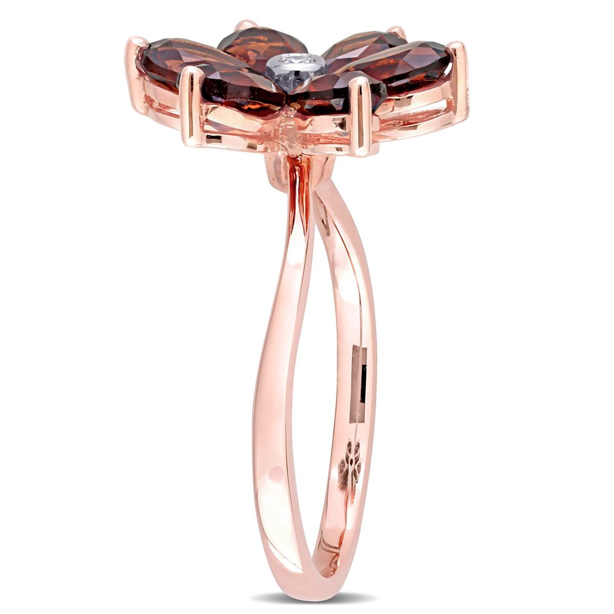 3 ct. t.g.w. Garnet and Diamond Accent Floral Ring in 10K Rose Gold