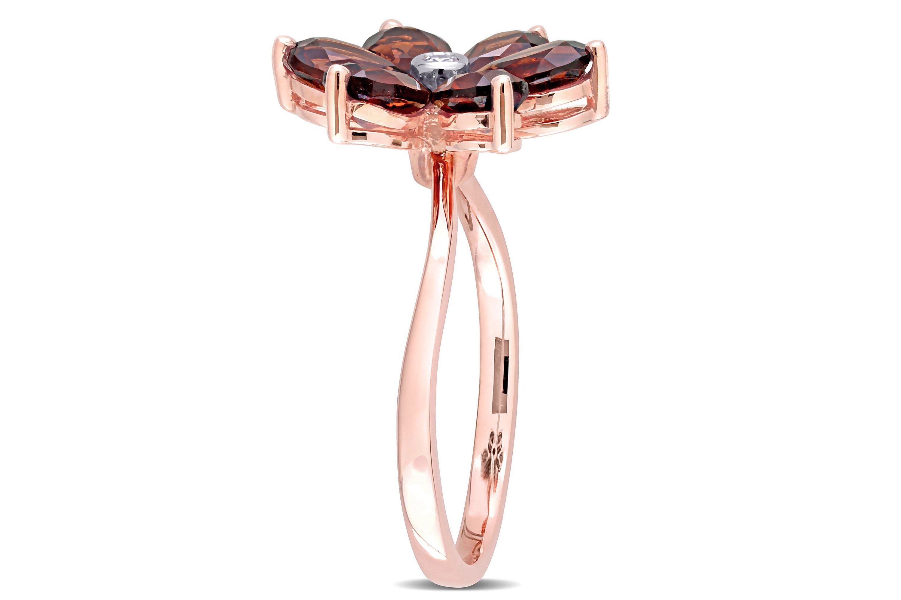 3 ct. t.g.w. Garnet and Diamond Accent Floral Ring in 10K Rose Gold