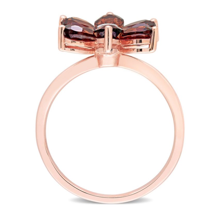 3 ct. t.g.w. Garnet and Diamond Accent Floral Ring in 10K Rose Gold