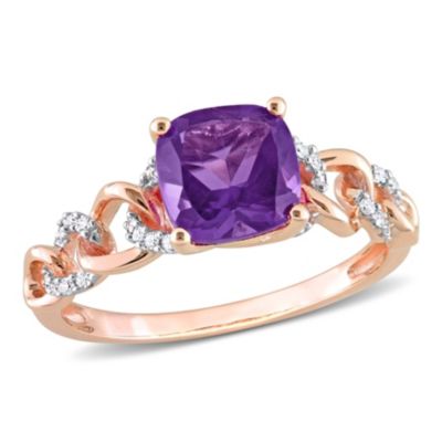 Belk & Co 1.45 Ct. T.g.w. Africa-Amethyst And 1/10 Ct. T.w. Diamond Link Ring In 10K Rose Gold, Pink, 9.5 -  0075000351148