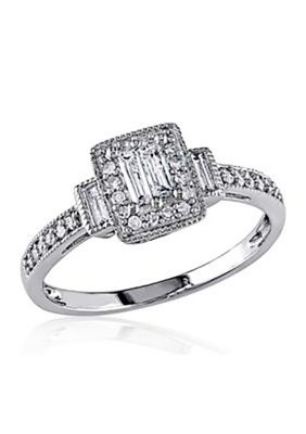 Belk & Co 1/3 Ct. T.w. White Sapphire And 1/4 Ct. T.w. Diamond 3 Piece Infinity Ring Set In 14K White Gold, 4.5 -  0075000350486