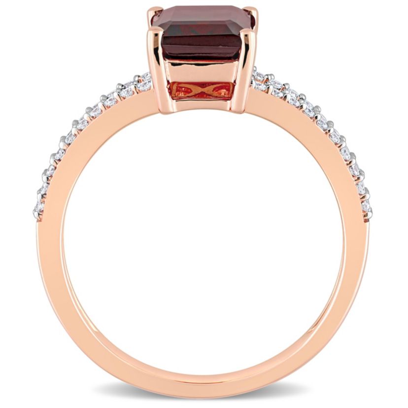 2.13 ct. t.g.w. Garnet and 1/5 ct. t.w. Diamond Split Shank Ring in 14K Rose Gold