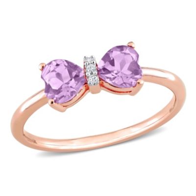 Belk & Co 4/5 ct. t.g.w. Amethyst and Diamond Accent Bow Ring in 10K Rose Gold, Pink, 9.5 -  0075000351476